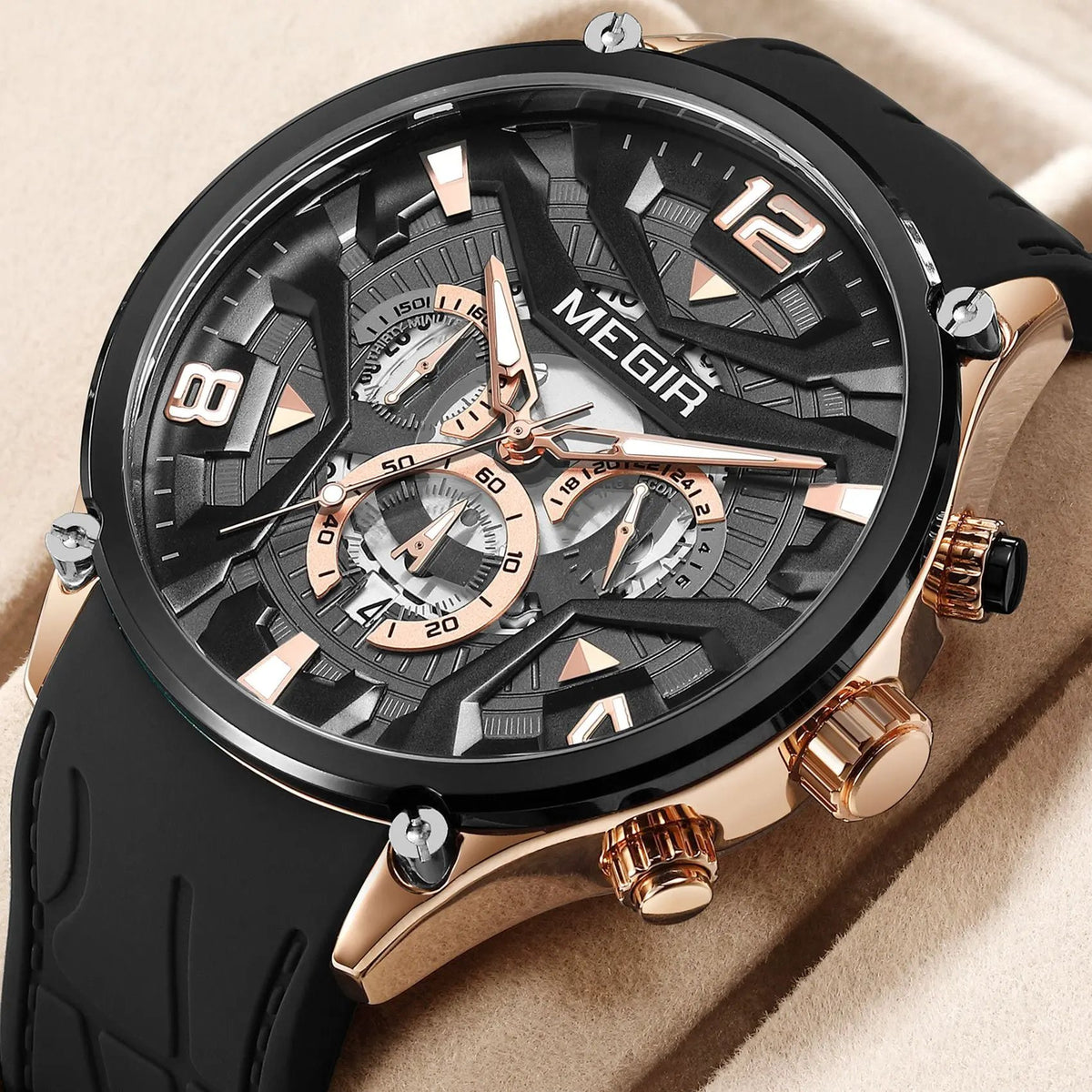 MEGIR Chronograph Luxury Men Quartz Military Watches Silicone Strap Waterproof Man Sport Wristwatch Date Clock Reloj Hombre 2222 by MEGIR WATCH GROUP