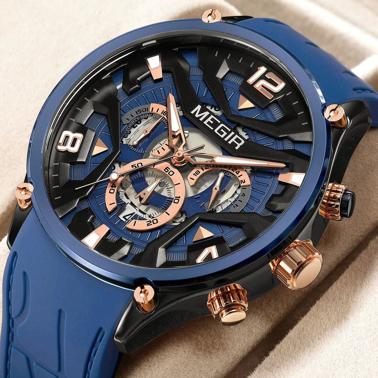 MEGIR Chronograph Luxury Men Quartz Military Watches Silicone Strap Waterproof Man Sport Wristwatch Date Clock Reloj Hombre 2222 by MEGIR WATCH GROUP
