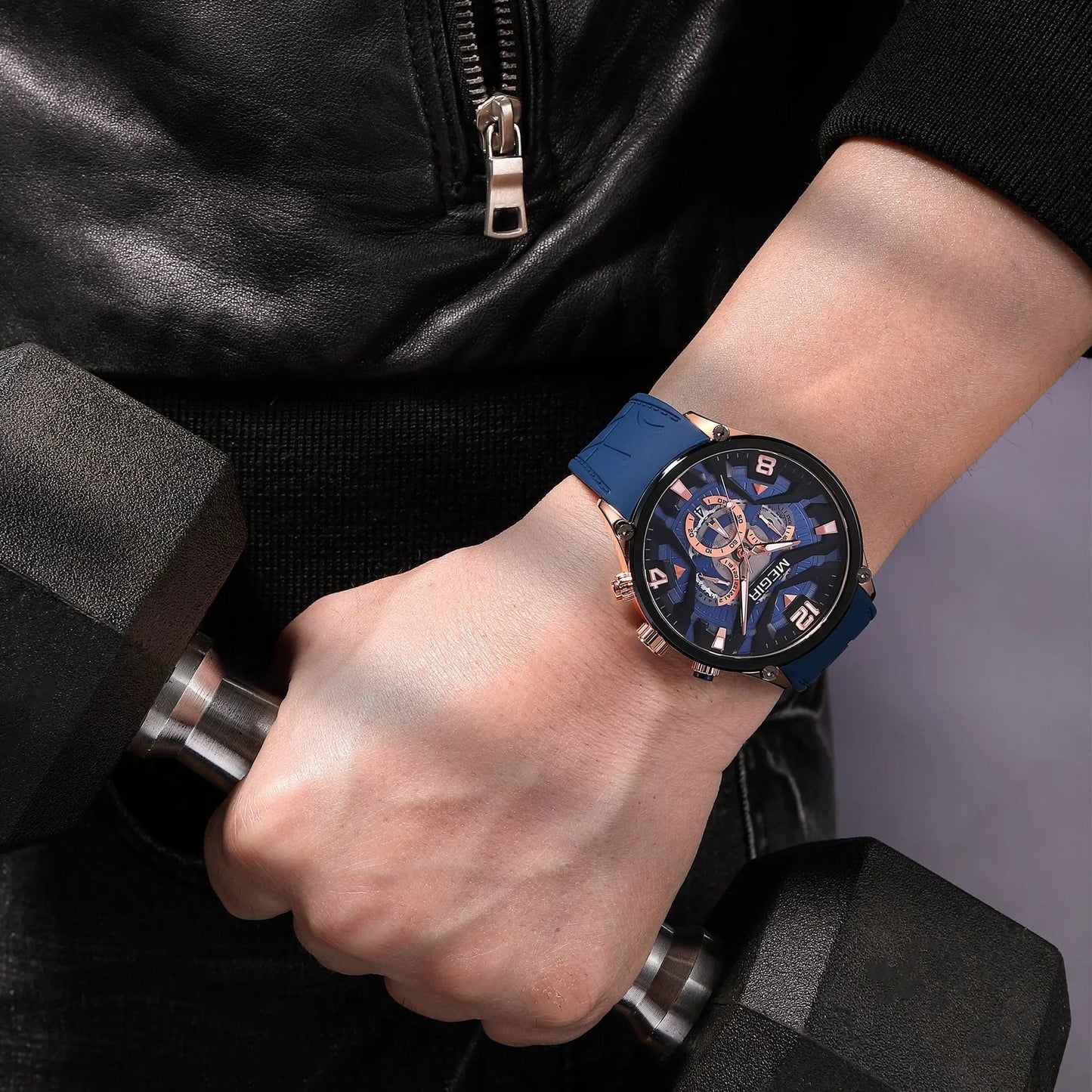 MEGIR Chronograph Luxury Men Quartz Military Watches Silicone Strap Waterproof Man Sport Wristwatch Date Clock Reloj Hombre 2222 by MEGIR WATCH GROUP