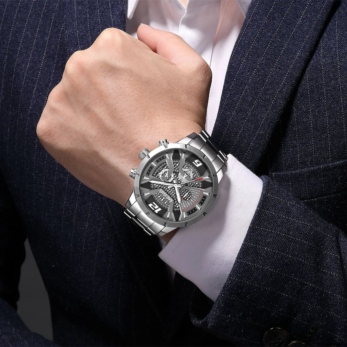 MEGIR Stainless Steel Bracelet Watch for Men Luxury Business Casual Quartz Wristwatch Date Clock Chronograph Big Dial Reloj Hombre 2221 by MEGIR WATCH GROUP