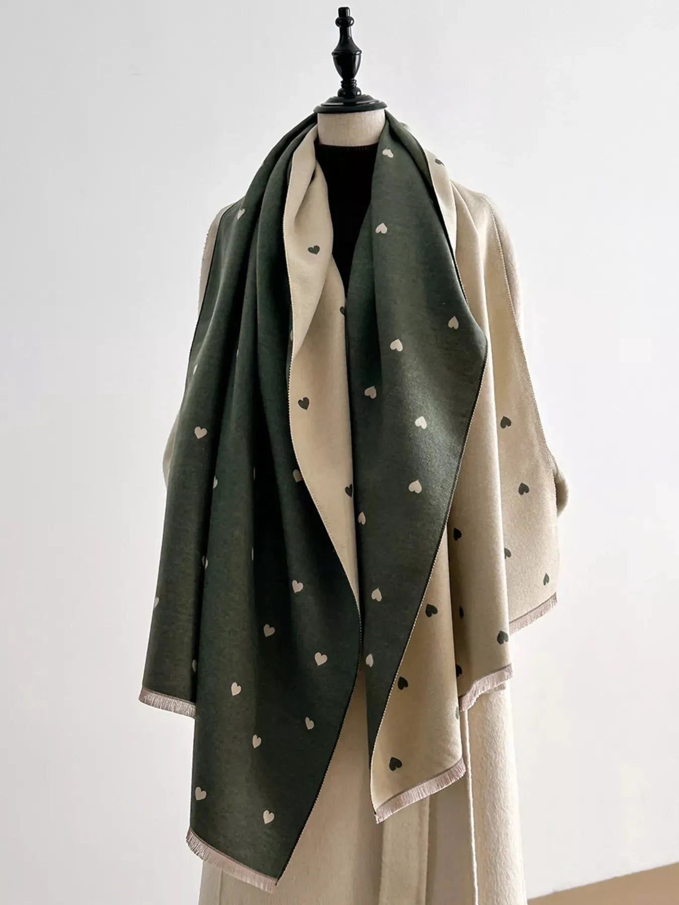 Heart Raw Hem Scarf by Partner Label