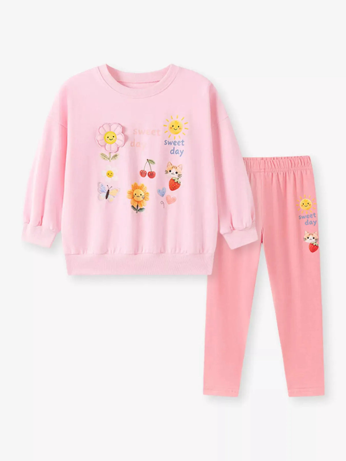 Children's Sweet Day Graphic Sweatshirt and Leggings Two-Piece Set by Trendsi