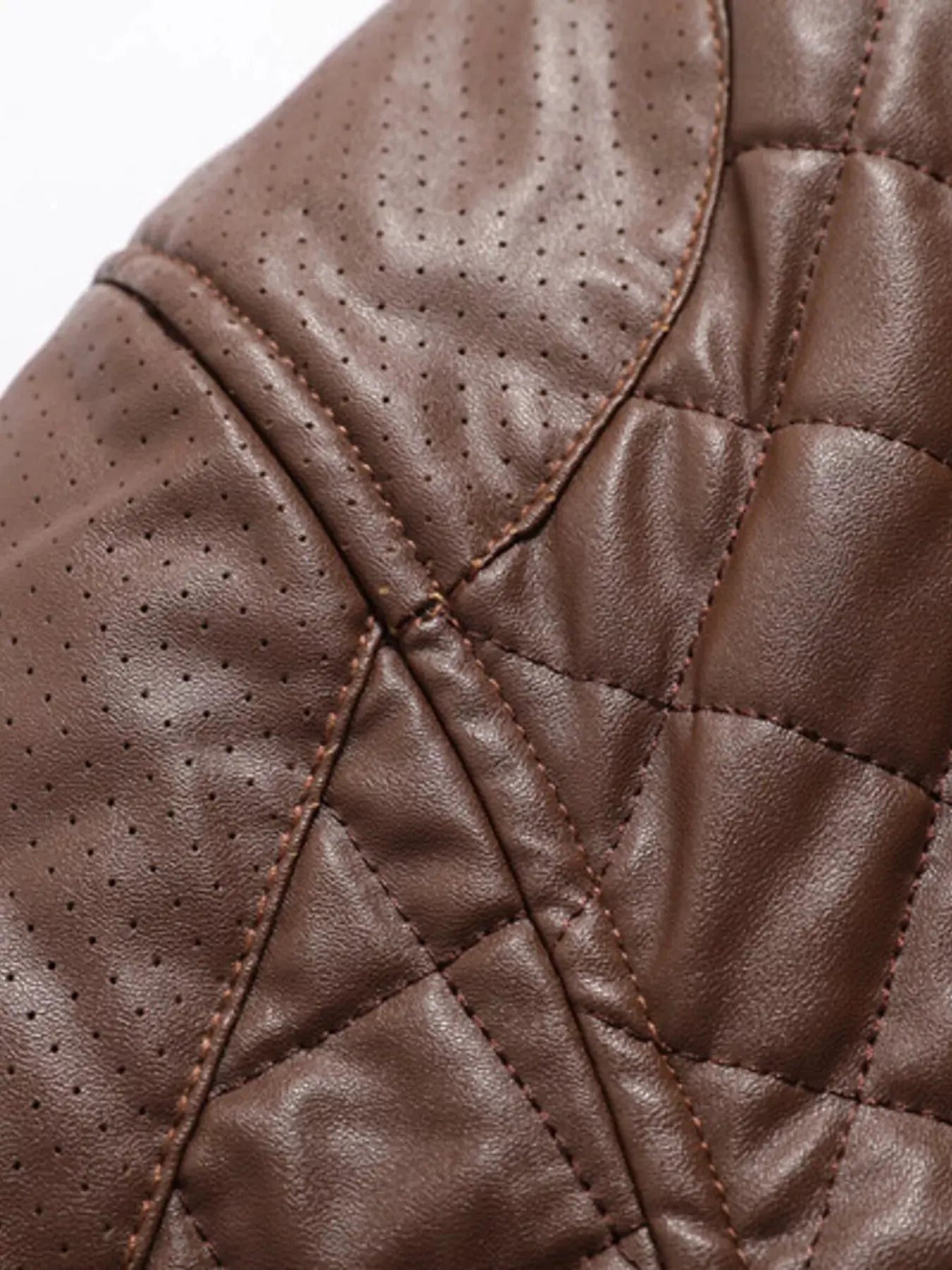Men's Plus Size Quilted Faux Leather Bomber Jacket by Partner Label