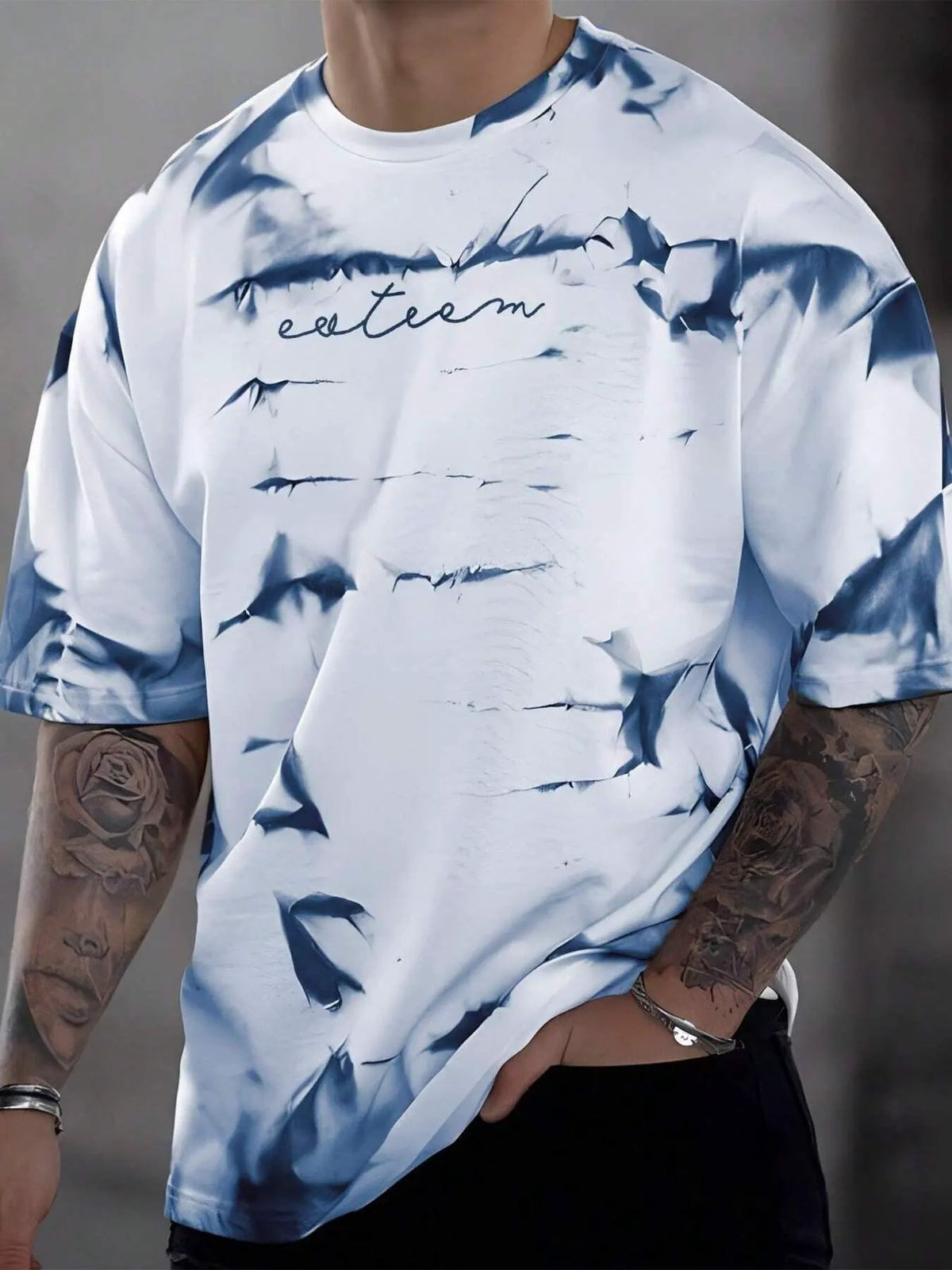 Men's Full Size Tie-Dye Round Neck T-Shirt Plus Size by Partner Label