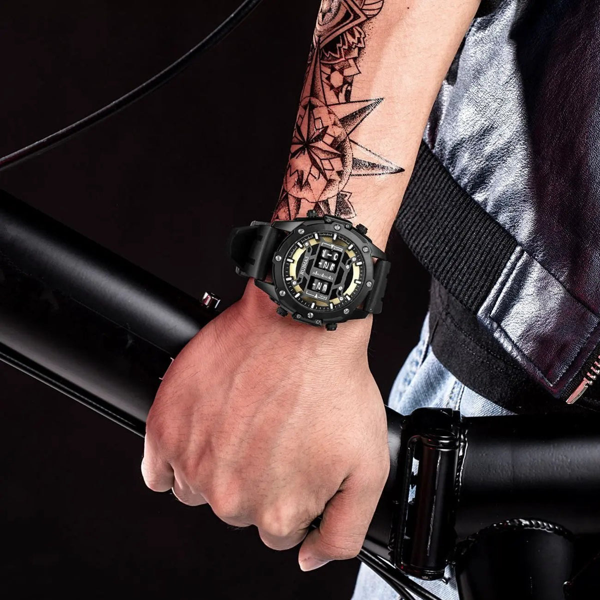 RUIMAS Mens Watches Roller Pointer Sports Quartz WristWatch Fashion Luxury Silicone Strap Waterproof Relogio Masculino 553 by MEGIR WATCH GROUP