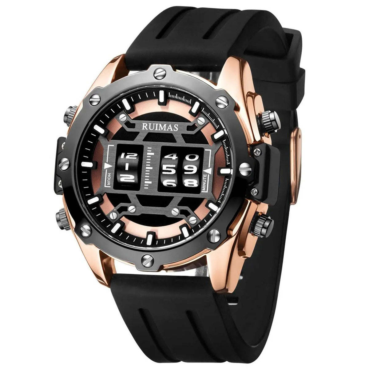 RUIMAS Mens Watches Roller Pointer Sports Quartz WristWatch Fashion Luxury Silicone Strap Waterproof Relogio Masculino 553 by MEGIR WATCH GROUP