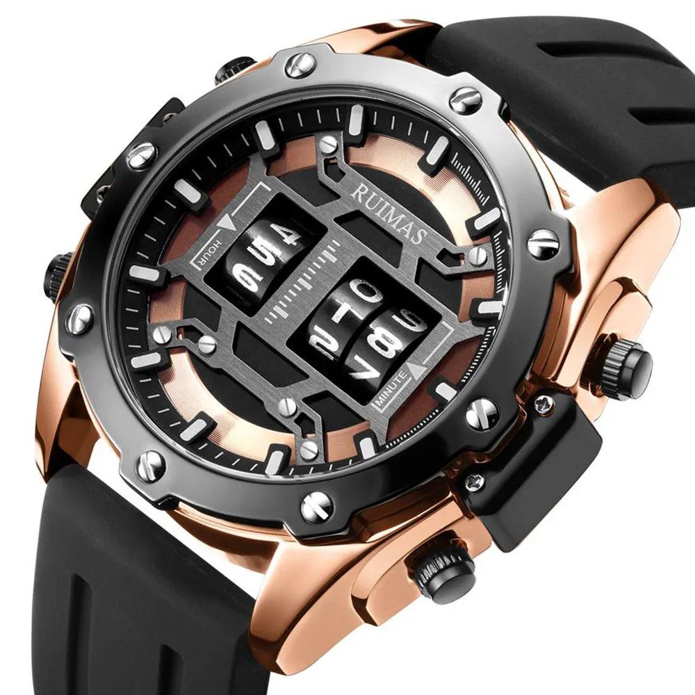 RUIMAS Mens Watches Roller Pointer Sports Quartz WristWatch Fashion Luxury Silicone Strap Waterproof Relogio Masculino 553 by MEGIR WATCH GROUP