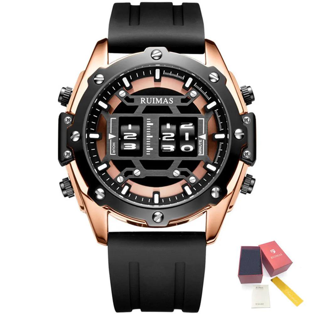 RUIMAS Mens Watches Roller Pointer Sports Quartz WristWatch Fashion Luxury Silicone Strap Waterproof Relogio Masculino 553 by MEGIR WATCH GROUP