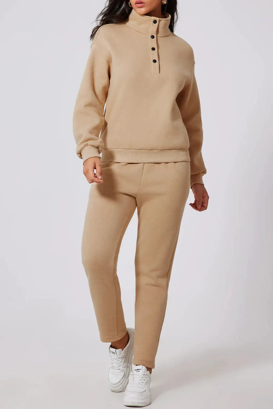 Half Snap Turtleneck Top and Pants Active Set by Partner Label
