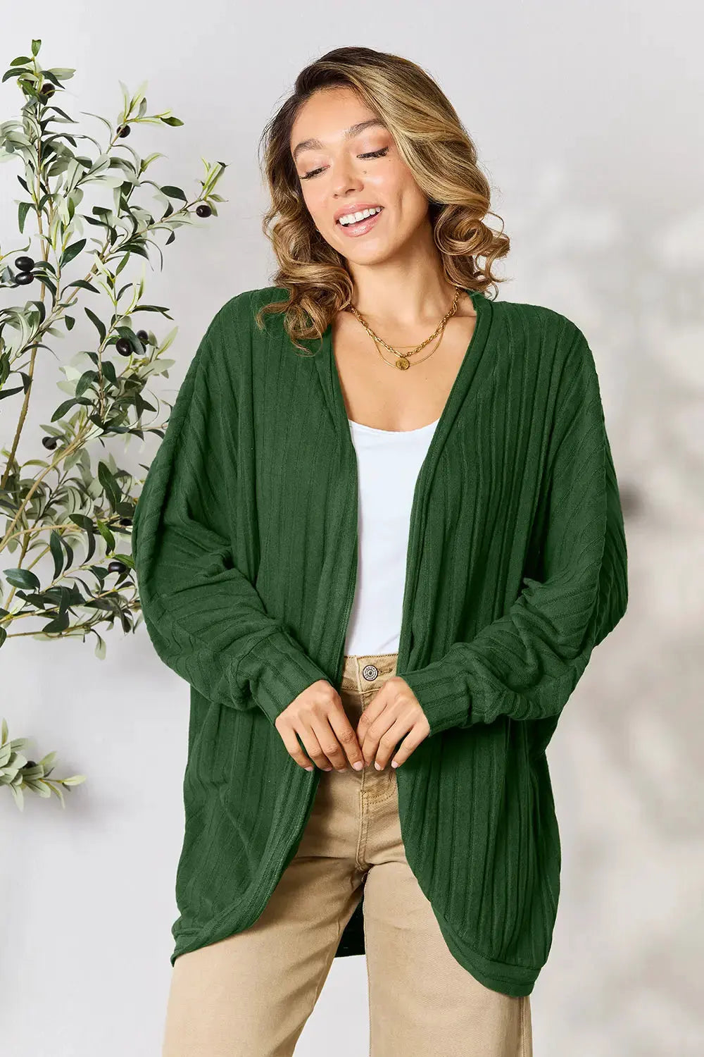 Basic Bae Full Size Ribbed Cocoon Cardigan by Basic Bae