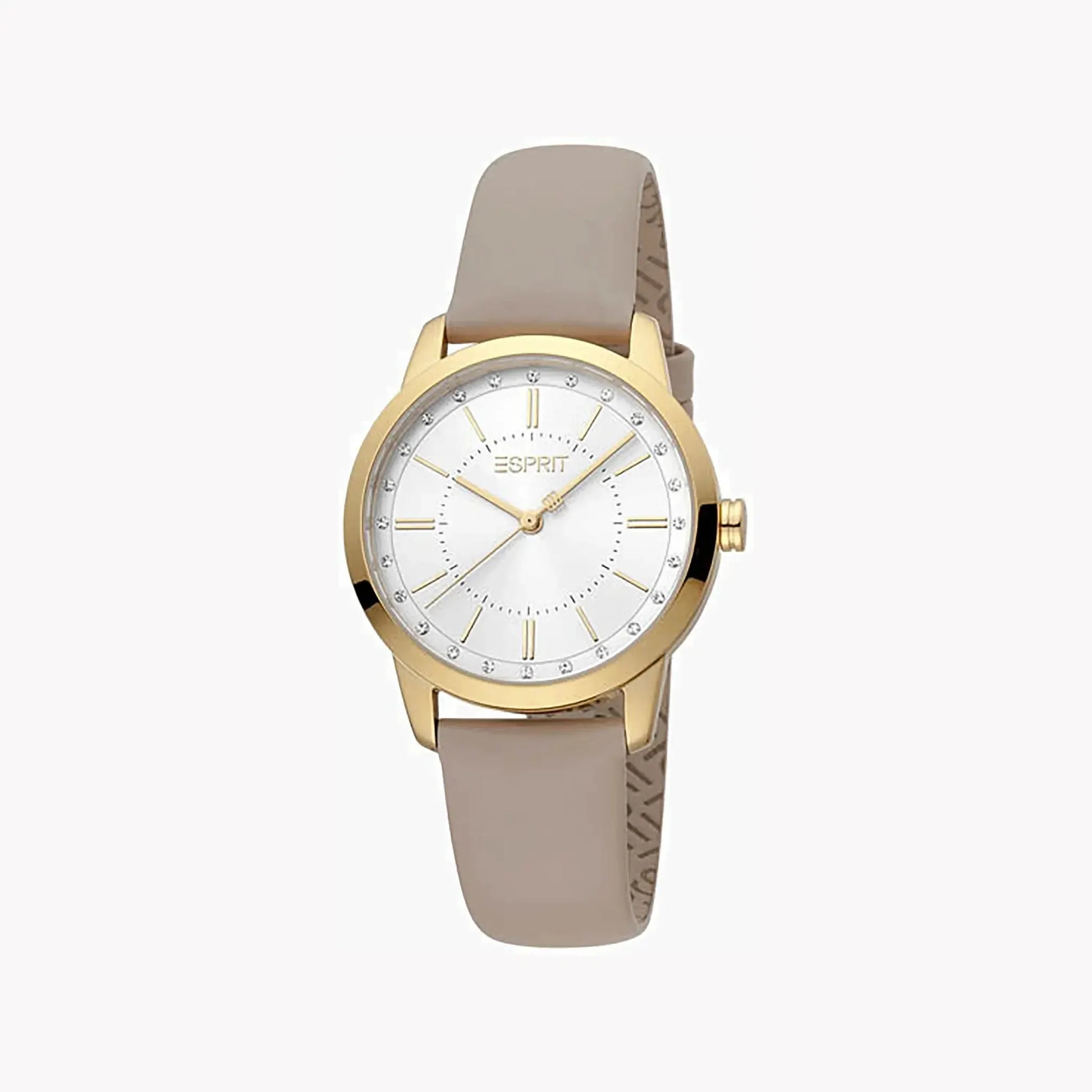 Esprit Women's Beige Leather Watch, Silver Dial | Es1l063m0015 by ESPRIT