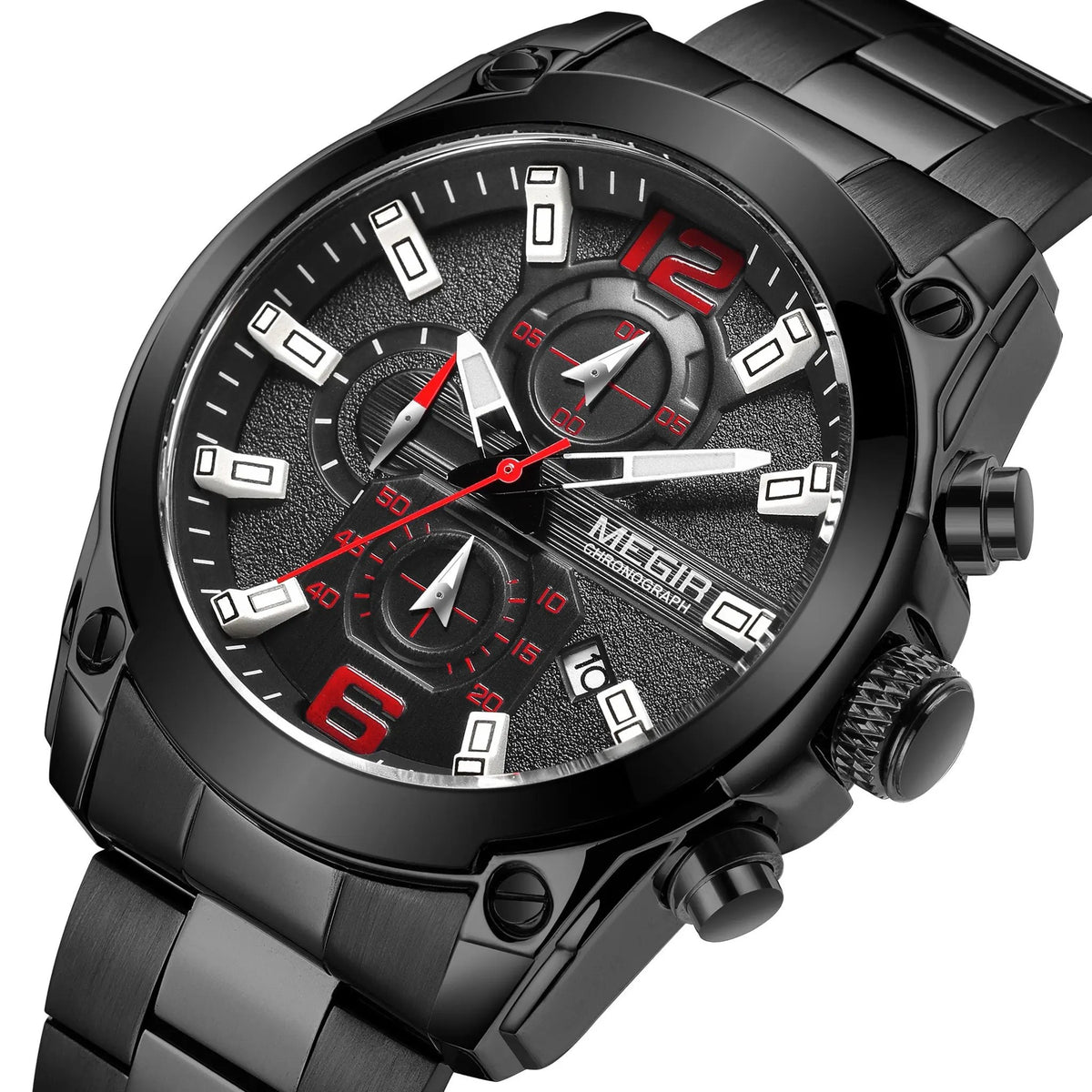 MEGIR Luxury Men Business Casual Wristwatch Chronograph Stainless Steel Waterproof Luminous Quartz Watch Clock Calendar Reloj Hombre 2063 by MEGIR WATCH GROUP