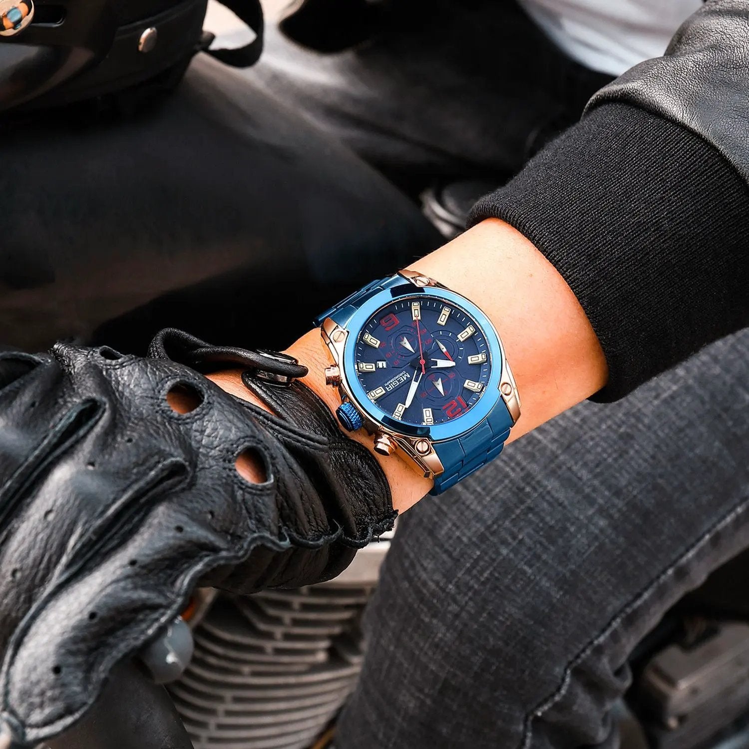 MEGIR Luxury Men Business Casual Wristwatch Chronograph Stainless Steel Waterproof Luminous Quartz Watch Clock Calendar Reloj Hombre 2063 by MEGIR WATCH GROUP