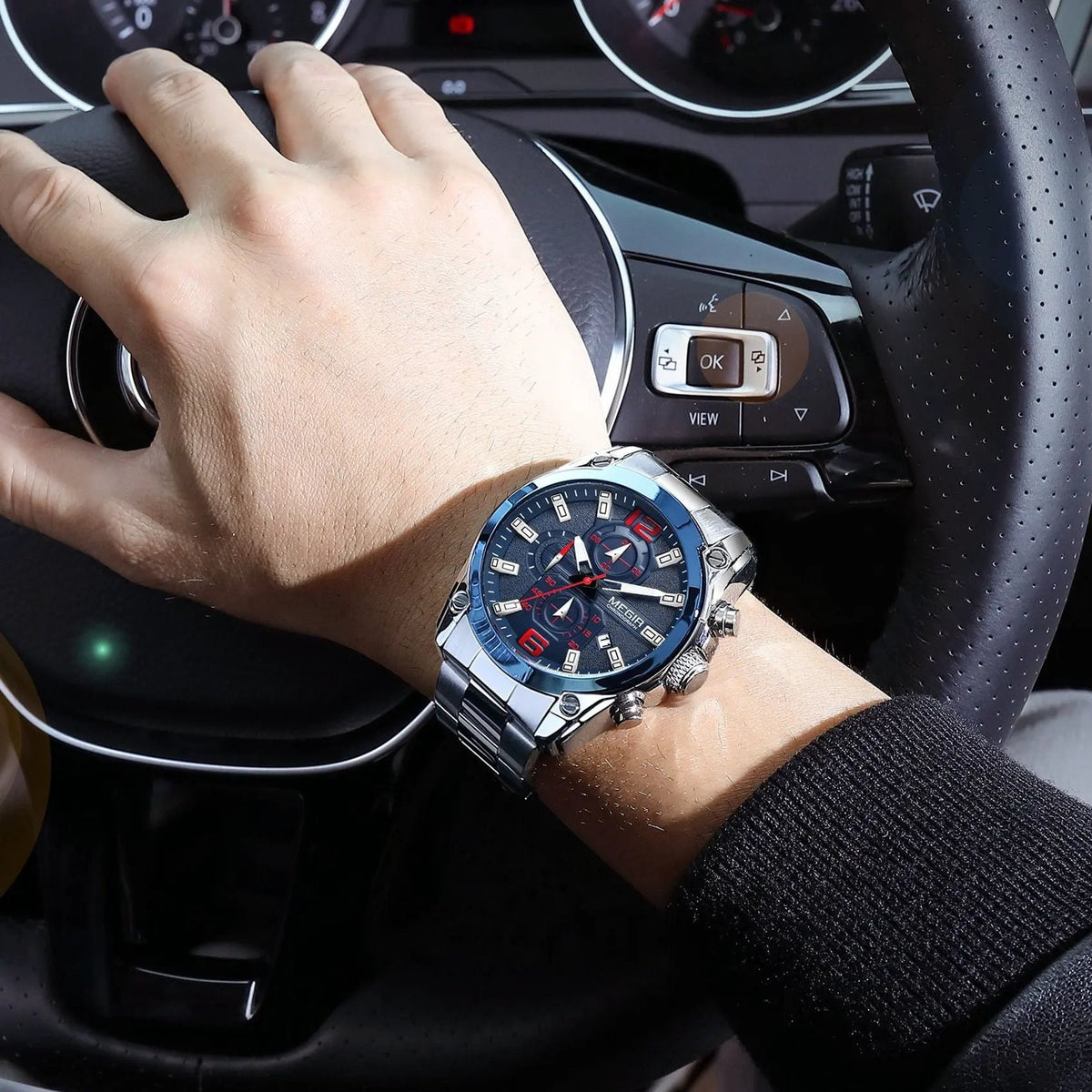 MEGIR Luxury Men Business Casual Wristwatch Chronograph Stainless Steel Waterproof Luminous Quartz Watch Clock Calendar Reloj Hombre 2063 by MEGIR WATCH GROUP