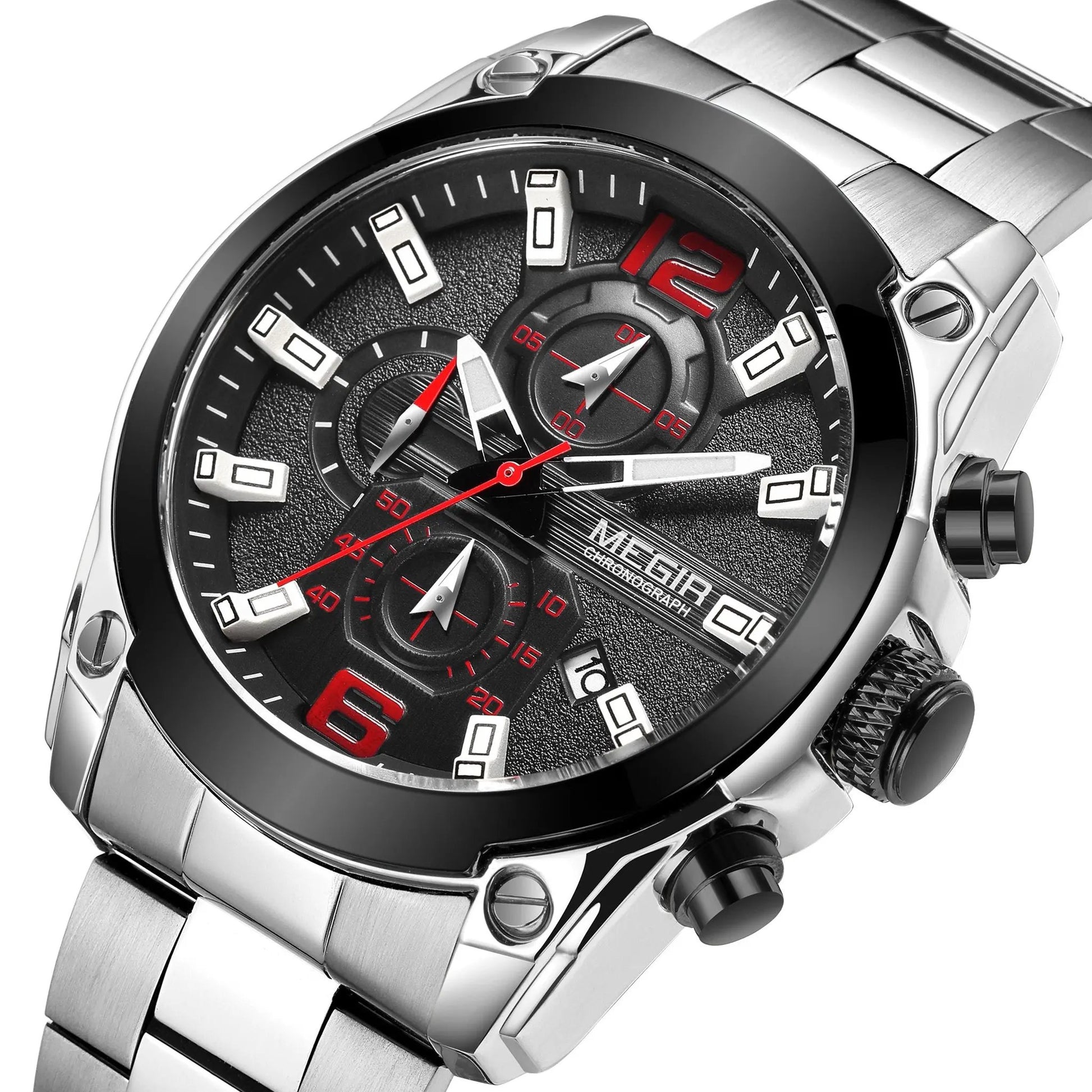MEGIR Luxury Men Business Casual Wristwatch Chronograph Stainless Steel Waterproof Luminous Quartz Watch Clock Calendar Reloj Hombre 2063 by MEGIR WATCH GROUP