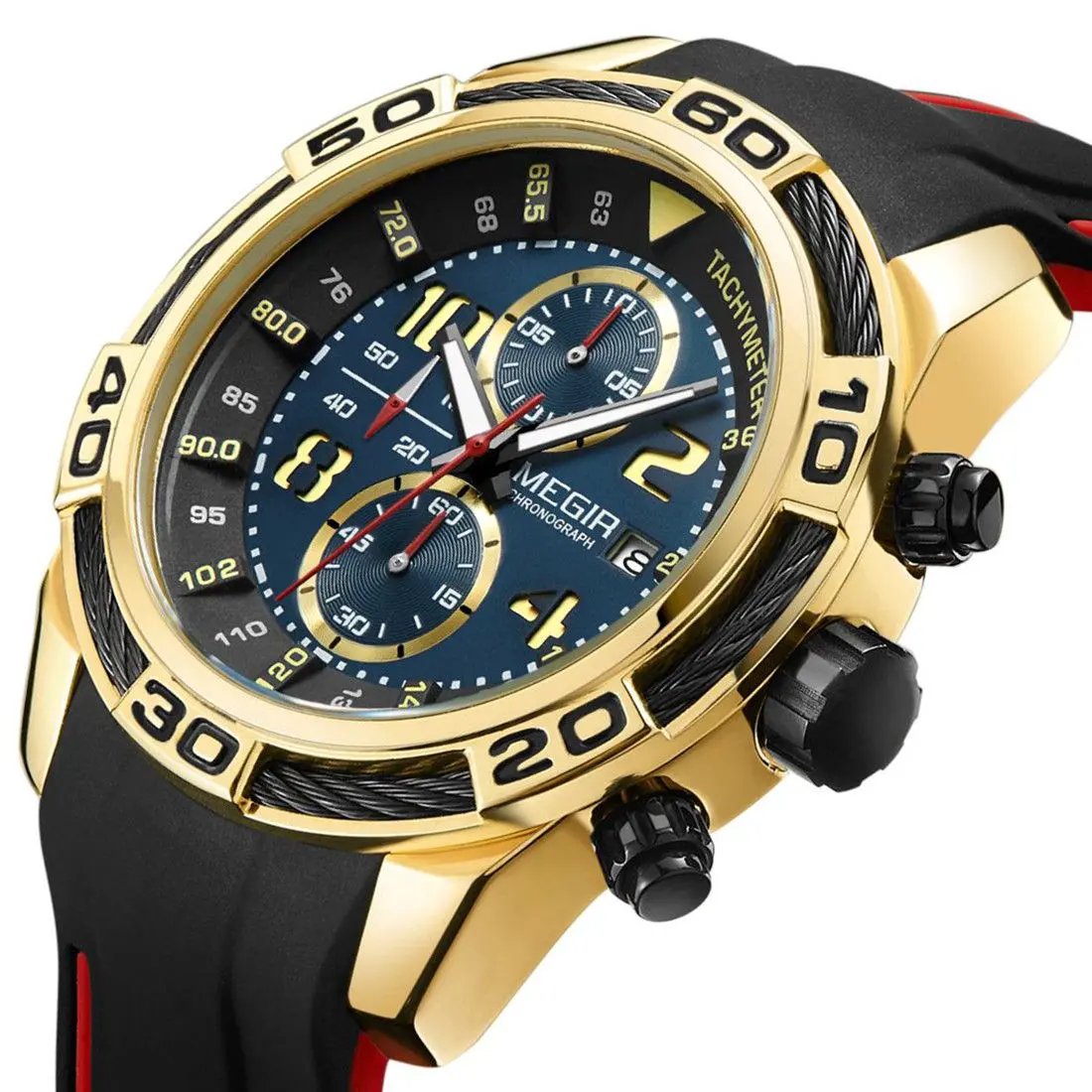 MEGIR Fashion Sports Watches for Men Luxury Quartz Casual Wristwatch Silicone Strap Man Chronograph Clock Relogio Masculino 2045 by MEGIR WATCH GROUP