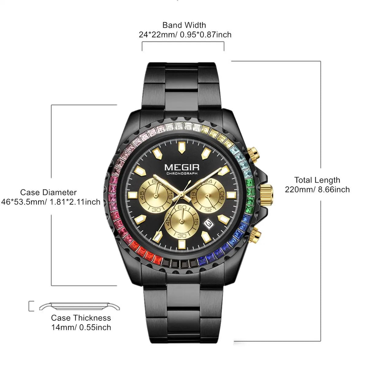 MEGIR Men Watches Luxury Military Quartz Wristwatch Waterproof Stainless Steel Strap Business Watch Chronograph Date Clock Relogio Masculino 2227 by MEGIR WATCH GROUP