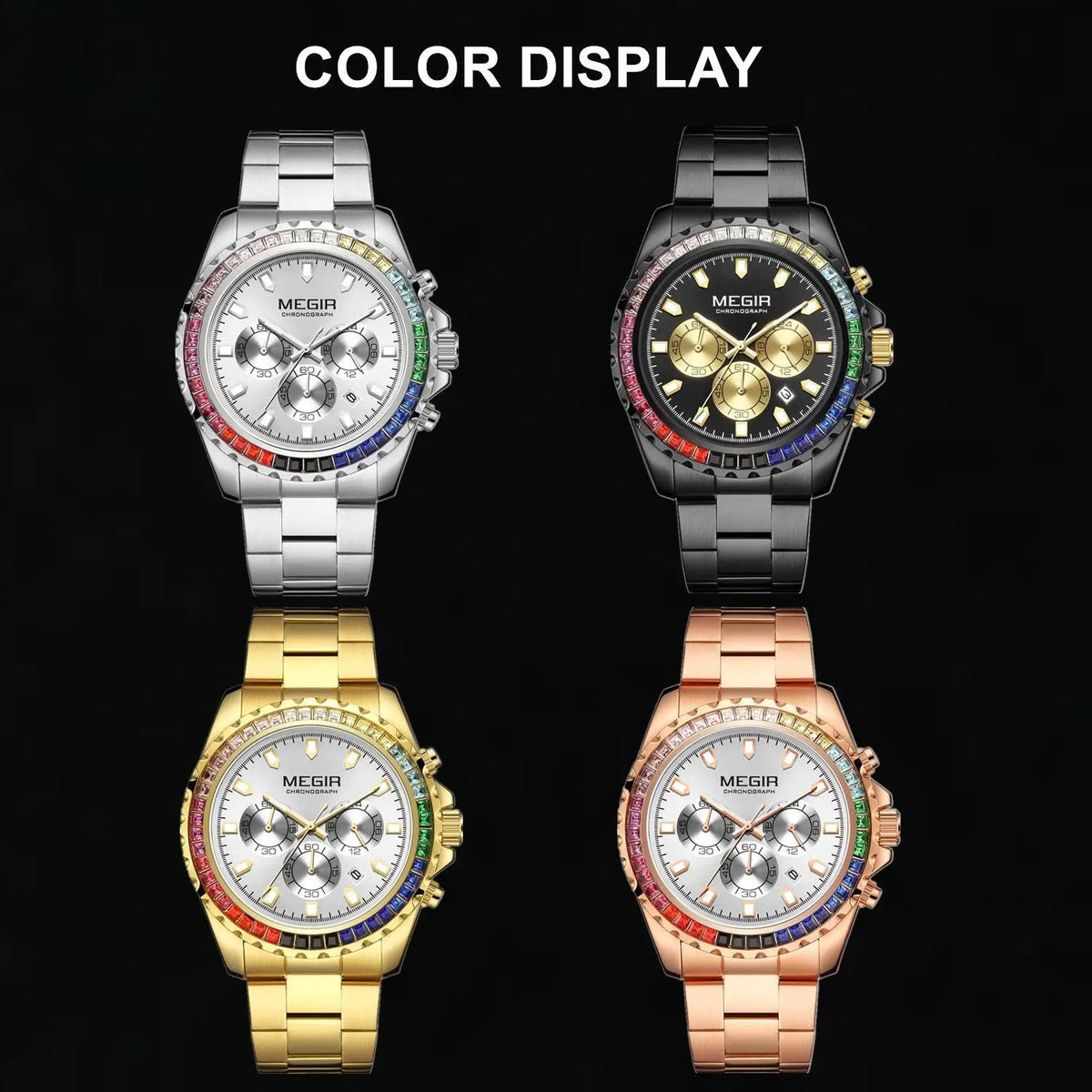 MEGIR Men Watches Luxury Military Quartz Wristwatch Waterproof Stainless Steel Strap Business Watch Chronograph Date Clock Relogio Masculino 2227 by MEGIR WATCH GROUP