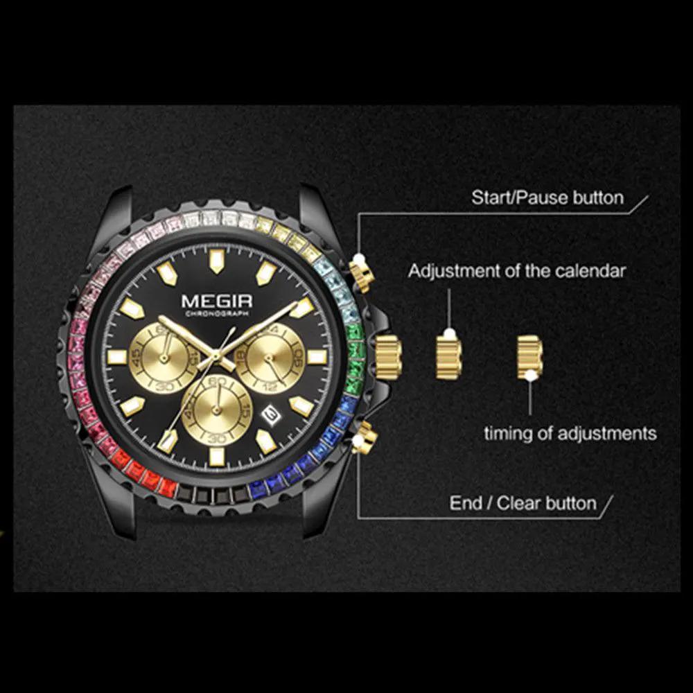 MEGIR Men Watches Luxury Military Quartz Wristwatch Waterproof Stainless Steel Strap Business Watch Chronograph Date Clock Relogio Masculino 2227 by MEGIR WATCH GROUP