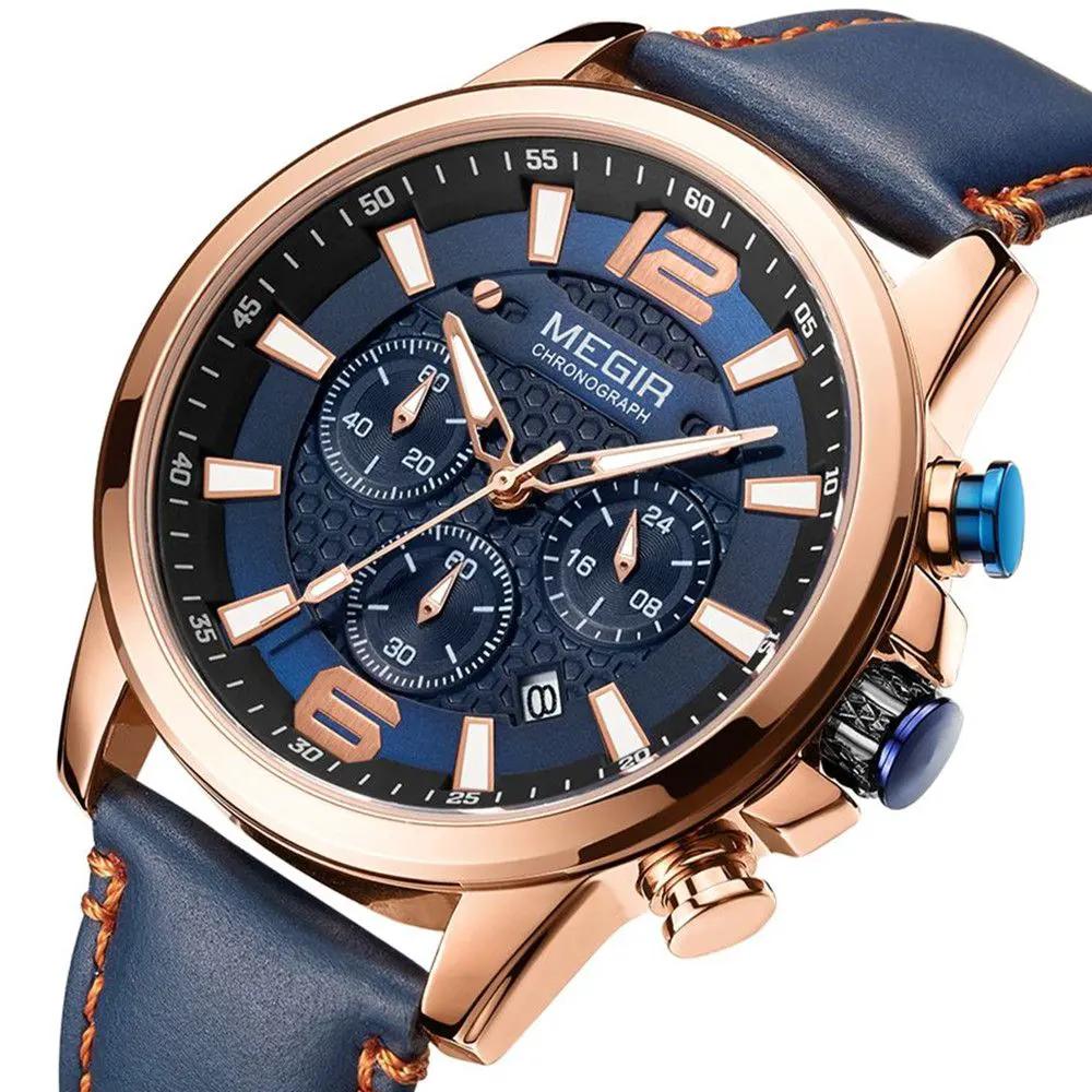 MEGIR Luxury Business Men Watch Fashion Quartz Sport Chronograph Luminous Waterproof Calendar Stainless Steel Male Wristwatch 2156 by MEGIR WATCH GROUP