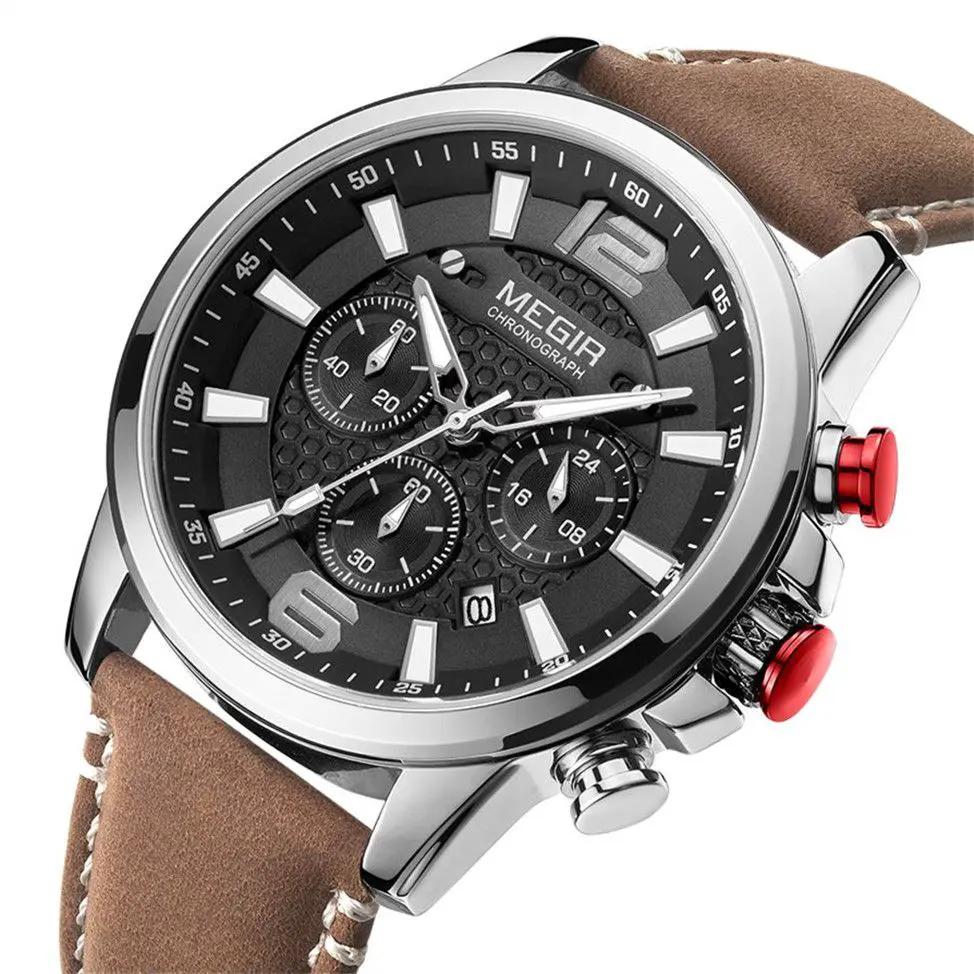 MEGIR Luxury Business Men Watch Fashion Quartz Sport Chronograph Luminous Waterproof Calendar Stainless Steel Male Wristwatch 2156 by MEGIR WATCH GROUP