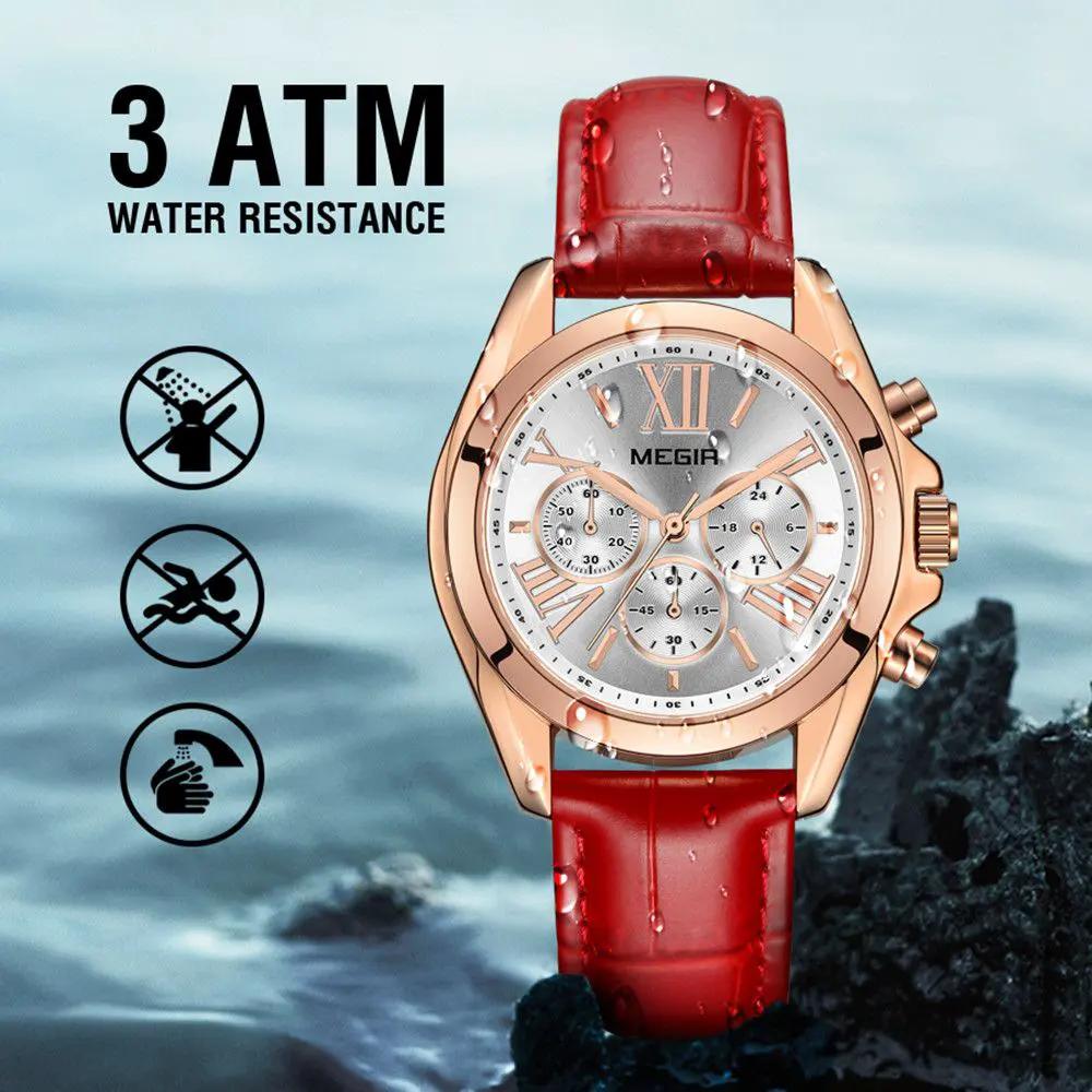 MEGIR Watches for Women Luxury Ladies Wristwatch Leather Waterproof Elegant Dress Quartz Chronograph Female Clock 24-hour 2114 by MEGIR WATCH GROUP