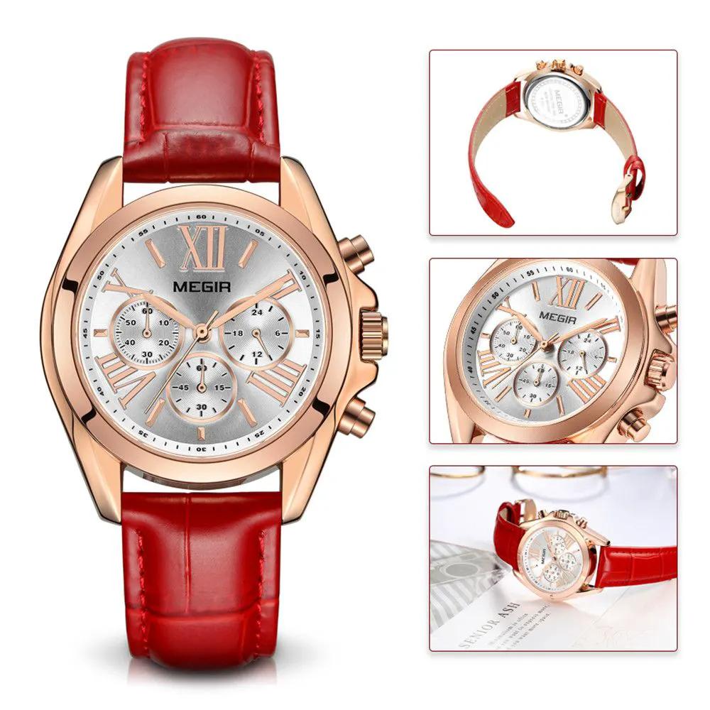 MEGIR Watches for Women Luxury Ladies Wristwatch Leather Waterproof Elegant Dress Quartz Chronograph Female Clock 24-hour 2114 by MEGIR WATCH GROUP