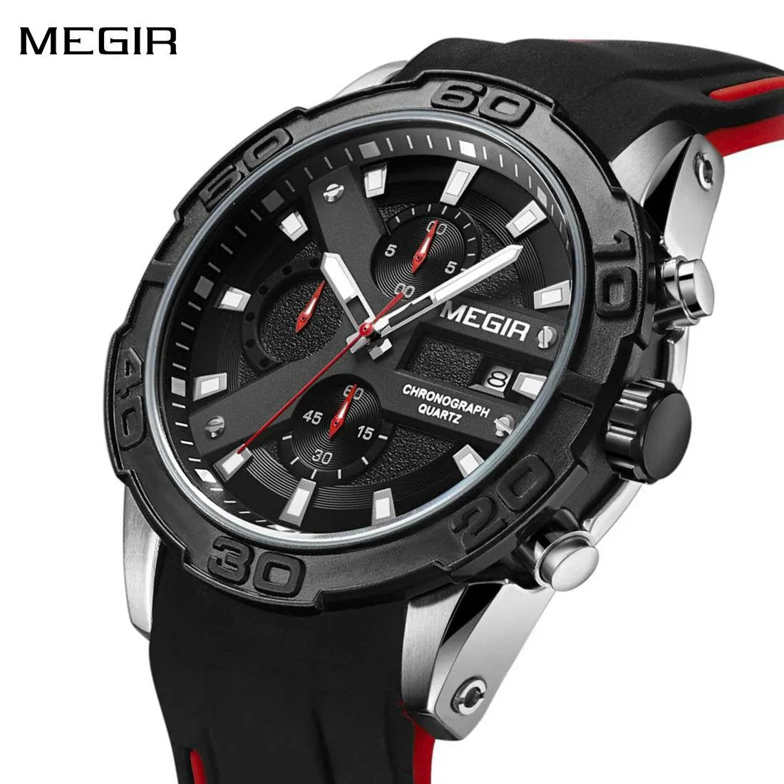 MEGIR Fashion Men's Sport Watches Silicone Strap Military Quartz Wristwatch Clock Waterproof Male Chronograph Montre Homme 2055 by MEGIR WATCH GROUP