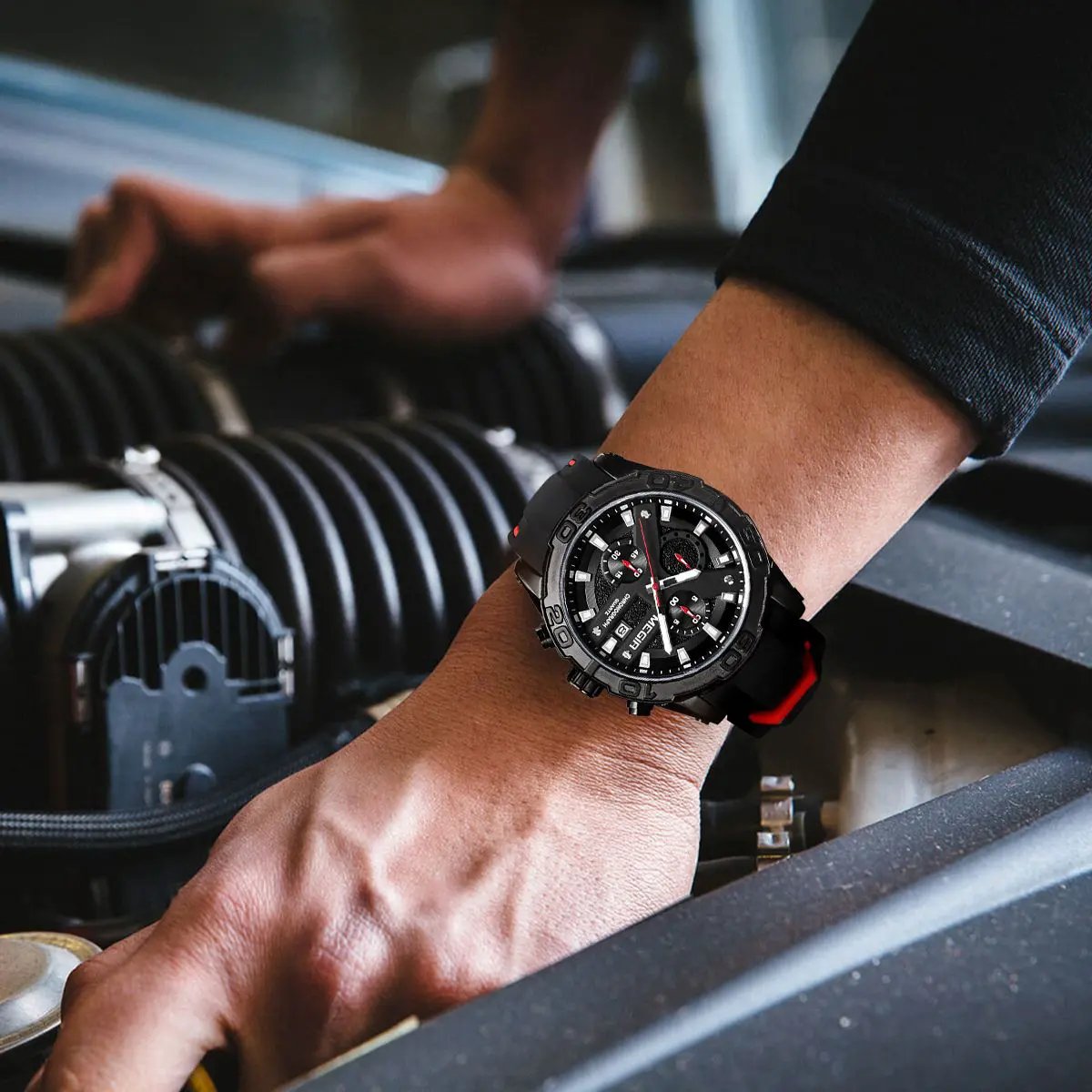 MEGIR Fashion Men's Sport Watches Silicone Strap Military Quartz Wristwatch Clock Waterproof Male Chronograph Montre Homme 2055 by MEGIR WATCH GROUP