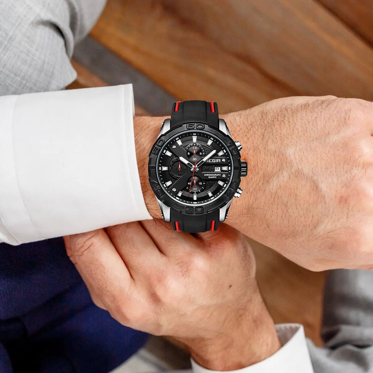 MEGIR Fashion Men's Sport Watches Silicone Strap Military Quartz Wristwatch Clock Waterproof Male Chronograph Montre Homme 2055 by MEGIR WATCH GROUP