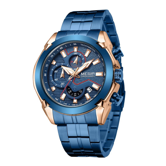 MEGIR Stainless Steel Bracelet Business Watches for Men Luxury Military Quartz Wristwatches Waterproof Luminous Clock Date 2065 by MEGIR WATCH GROUP