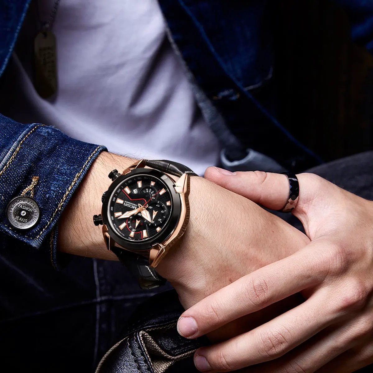 MEGIR Luxury Brand Military Sport Watches for Men Leather Strap Quartz Wristwatch Waterproof Date Chronograph Reloj Hombre 2065 by MEGIR WATCH GROUP
