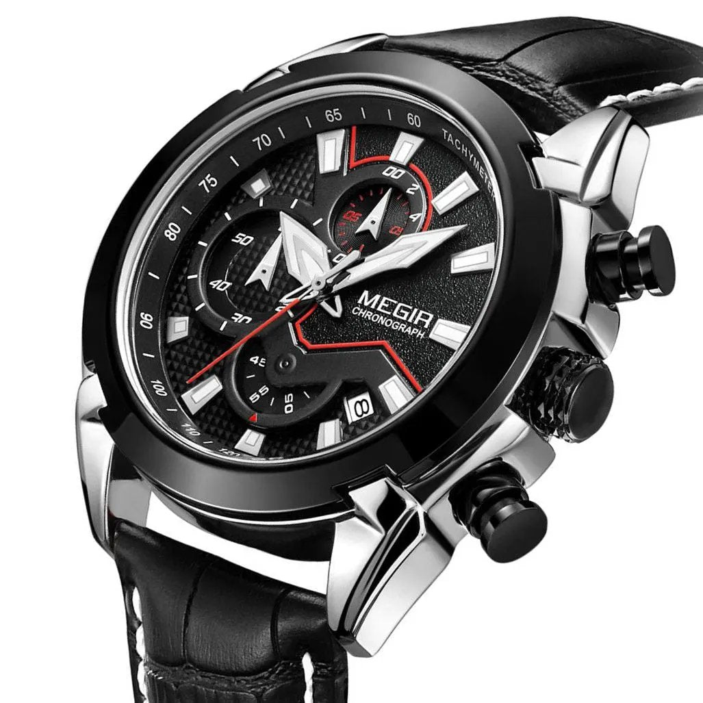 MEGIR Luxury Brand Military Sport Watches for Men Leather Strap Quartz Wristwatch Waterproof Date Chronograph Reloj Hombre 2065 by MEGIR WATCH GROUP