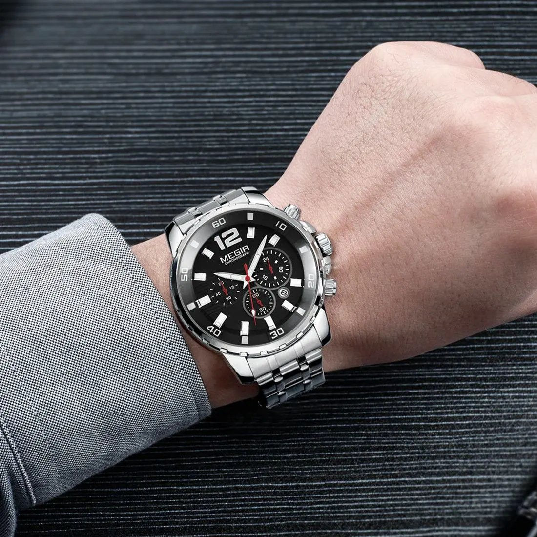 MEGIR Stainless Steel Business Watches for Men Luxury Quartz Casual Wristwatch Luminous Waterproof Date Clock Chronograph 2068 by MEGIR WATCH GROUP