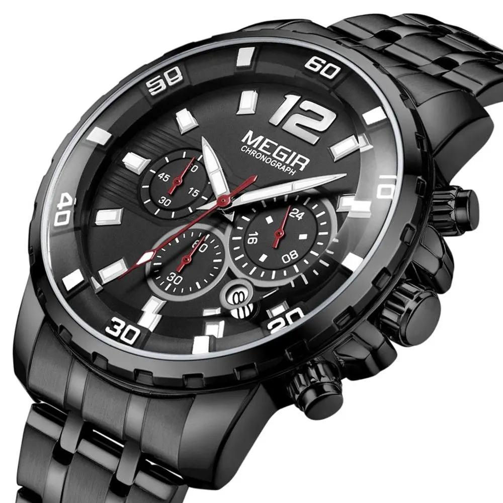 MEGIR Stainless Steel Business Watches for Men Luxury Quartz Casual Wristwatch Luminous Waterproof Date Clock Chronograph 2068 by MEGIR WATCH GROUP