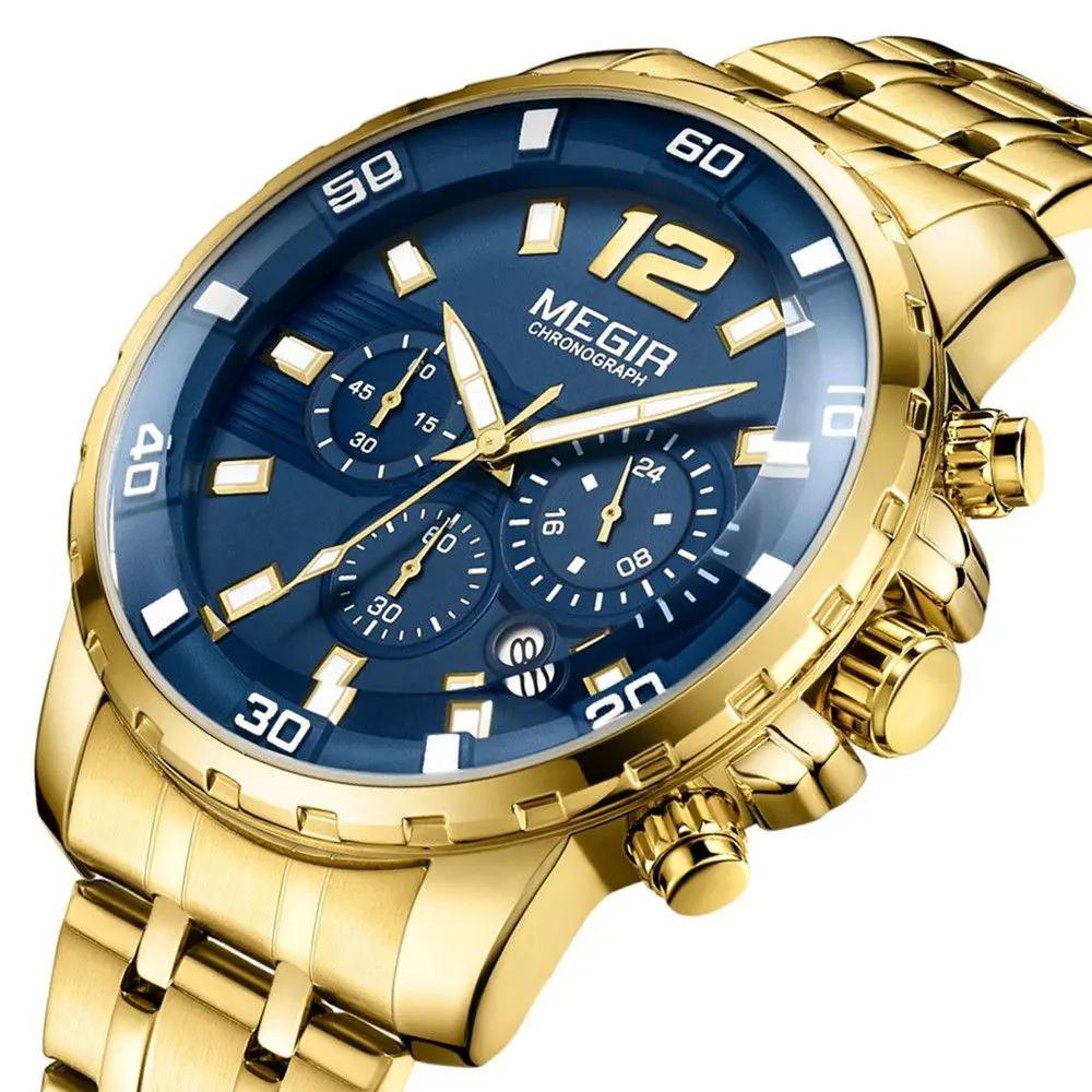 MEGIR Stainless Steel Business Watches for Men Luxury Quartz Casual Wristwatch Luminous Waterproof Date Clock Chronograph 2068 by MEGIR WATCH GROUP
