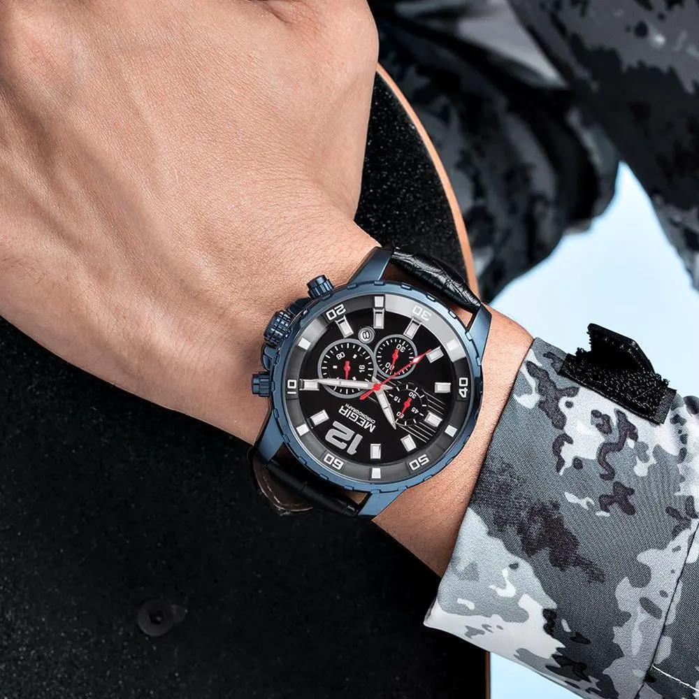 MEGIR Stainless Steel Business Watches for Men Luxury Quartz Casual Wristwatch Luminous Waterproof Date Clock Chronograph 2068 by MEGIR WATCH GROUP
