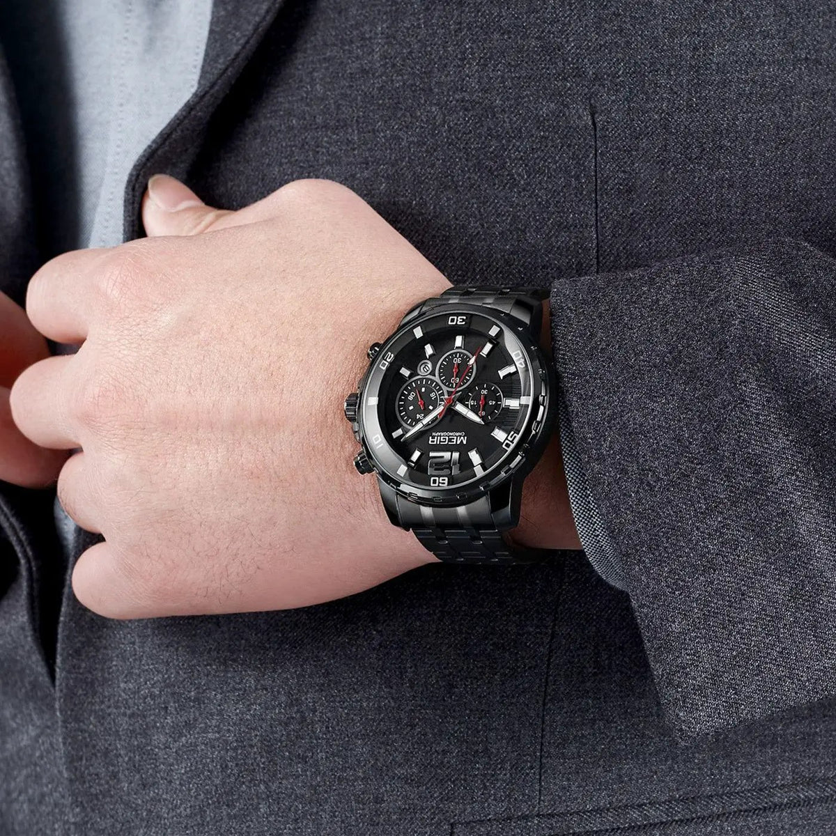 MEGIR Stainless Steel Business Watches for Men Luxury Quartz Casual Wristwatch Luminous Waterproof Date Clock Chronograph 2068 by MEGIR WATCH GROUP