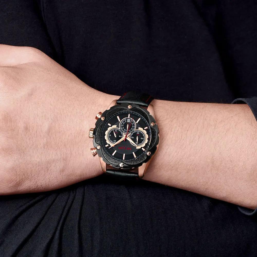 MEGIR Luxury Sport Watches for Men Waterproof Quartz Wrist Watch Chronograph Leather Military Wristwatch Clock Reloj Hombre 2070 by MEGIR WATCH GROUP