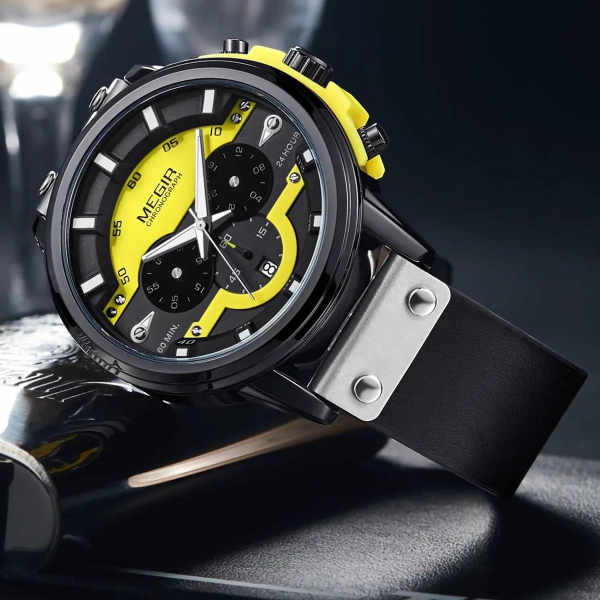MEGIR Fashion Sport Watches for Men Large Dial Waterproof Luminous Quartz Wristwatch Chronograph Date Clock 24-hour 2080 by MEGIR WATCH GROUP