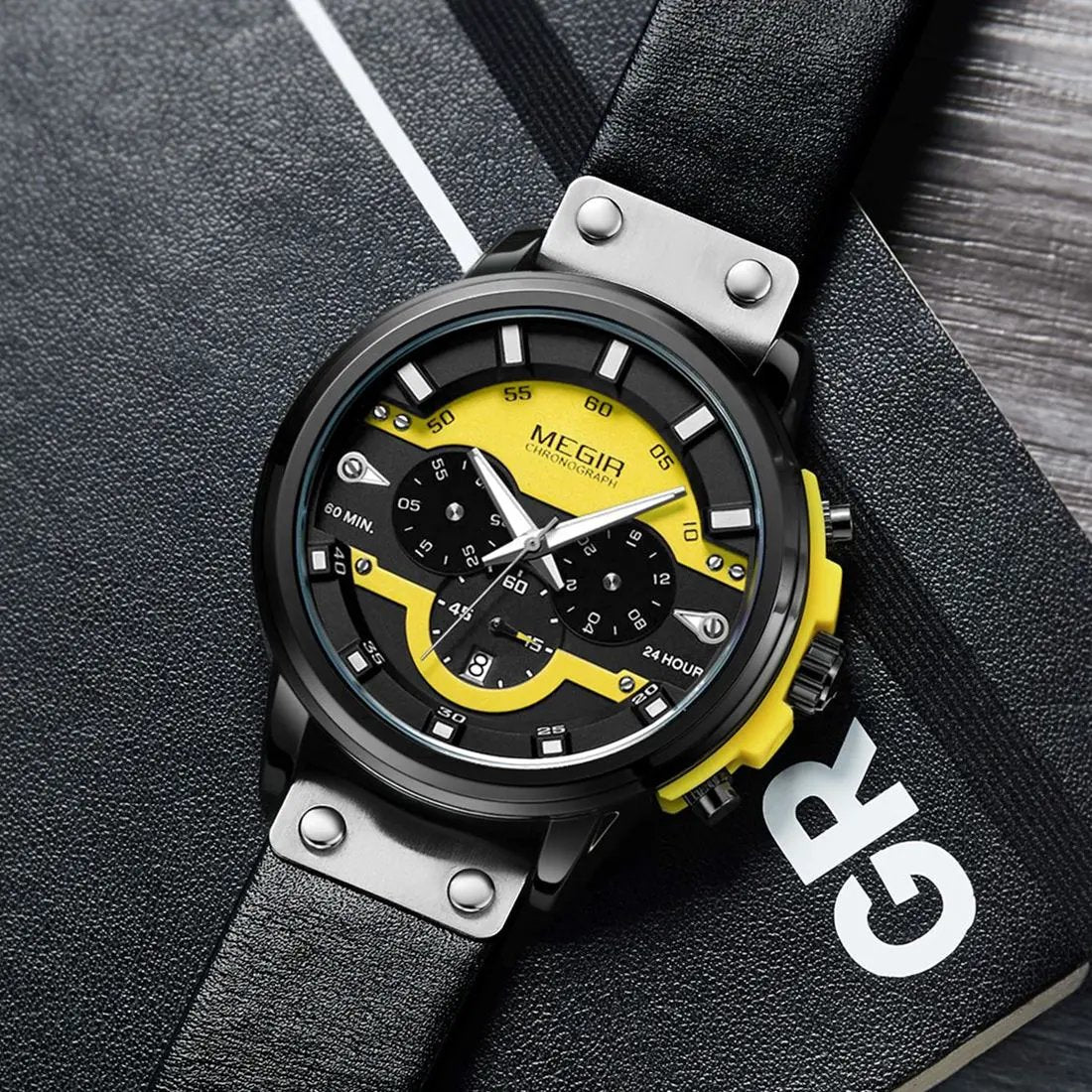 MEGIR Fashion Sport Watches for Men Large Dial Waterproof Luminous Quartz Wristwatch Chronograph Date Clock 24-hour 2080 by MEGIR WATCH GROUP