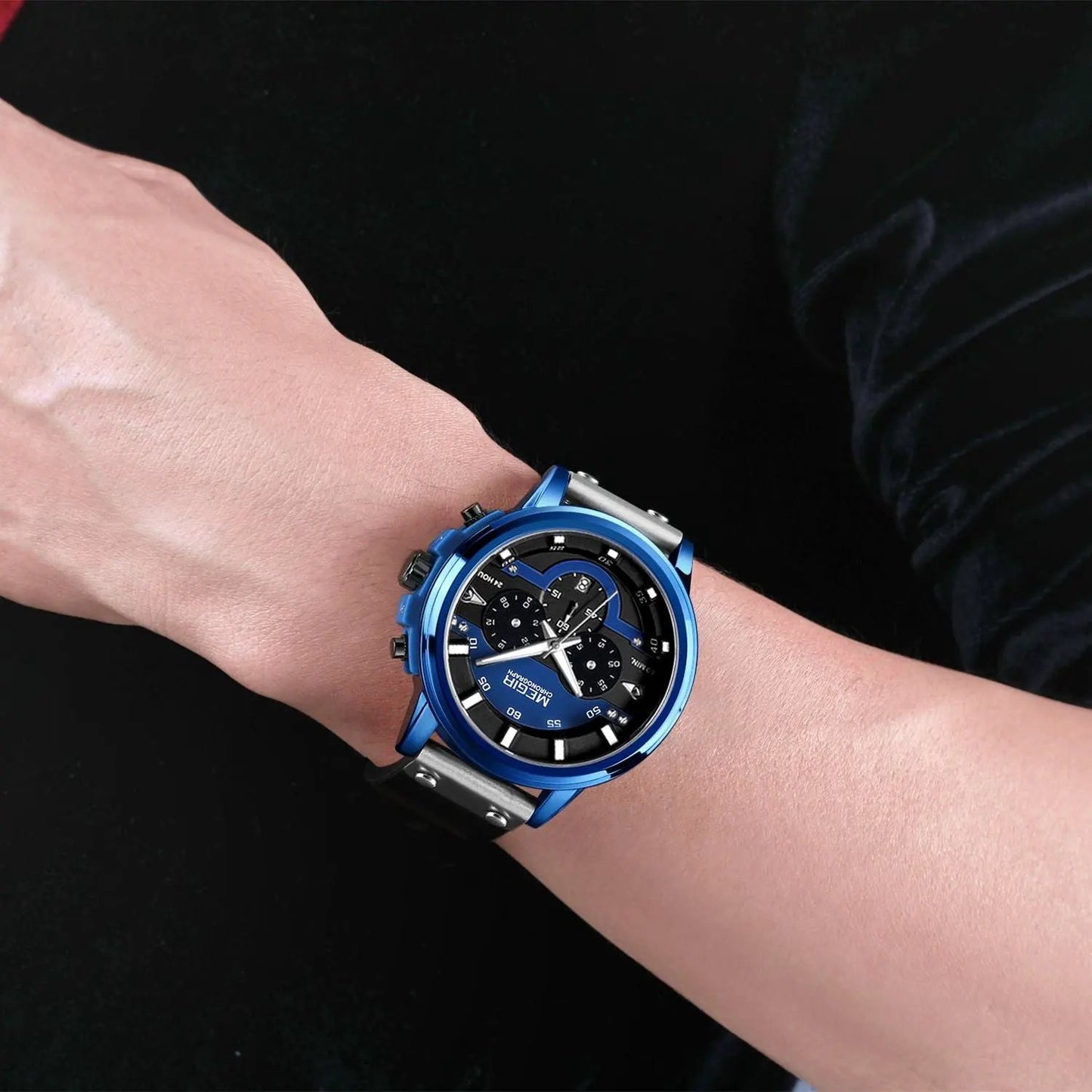 MEGIR Fashion Sport Watches for Men Large Dial Waterproof Luminous Quartz Wristwatch Chronograph Date Clock 24-hour 2080 by MEGIR WATCH GROUP