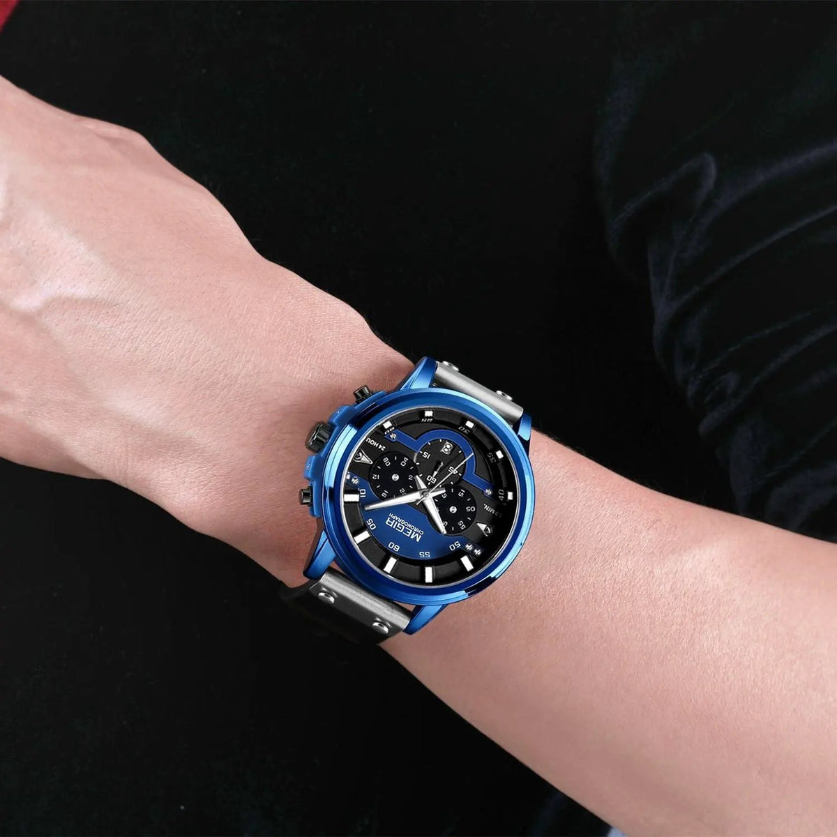 MEGIR Fashion Sport Watches for Men Large Dial Waterproof Luminous Quartz Wristwatch Chronograph Date Clock 24-hour 2080 by MEGIR WATCH GROUP