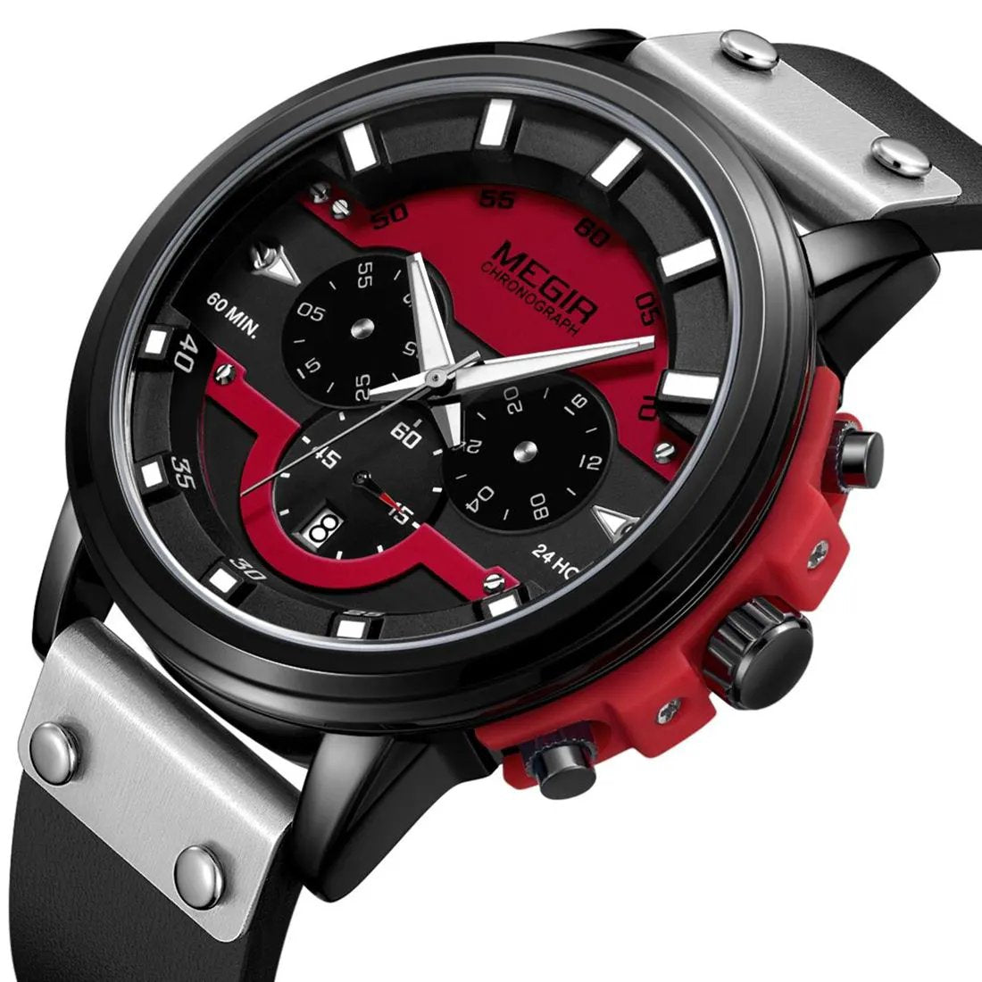 MEGIR Fashion Sport Watches for Men Large Dial Waterproof Luminous Quartz Wristwatch Chronograph Date Clock 24-hour 2080 by MEGIR WATCH GROUP