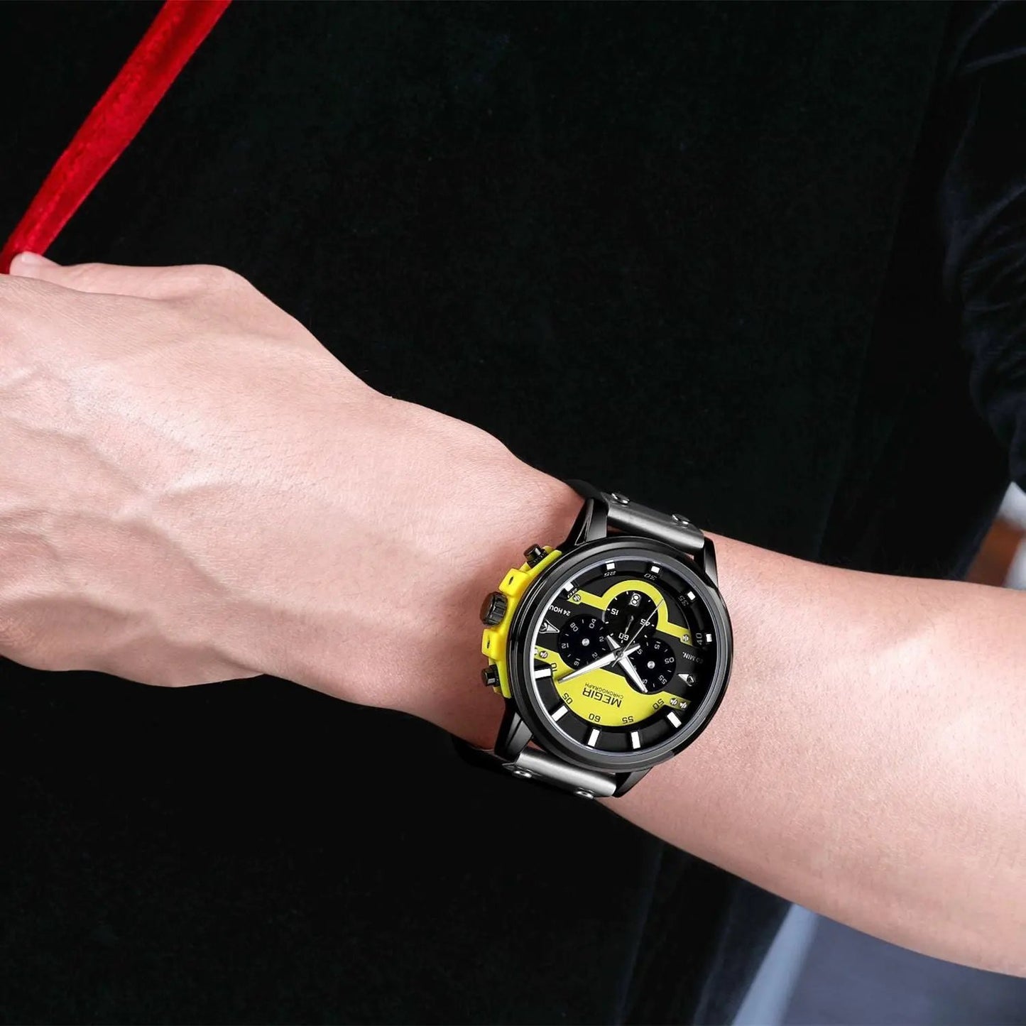 MEGIR Fashion Sport Watches for Men Large Dial Waterproof Luminous Quartz Wristwatch Chronograph Date Clock 24-hour 2080 by MEGIR WATCH GROUP