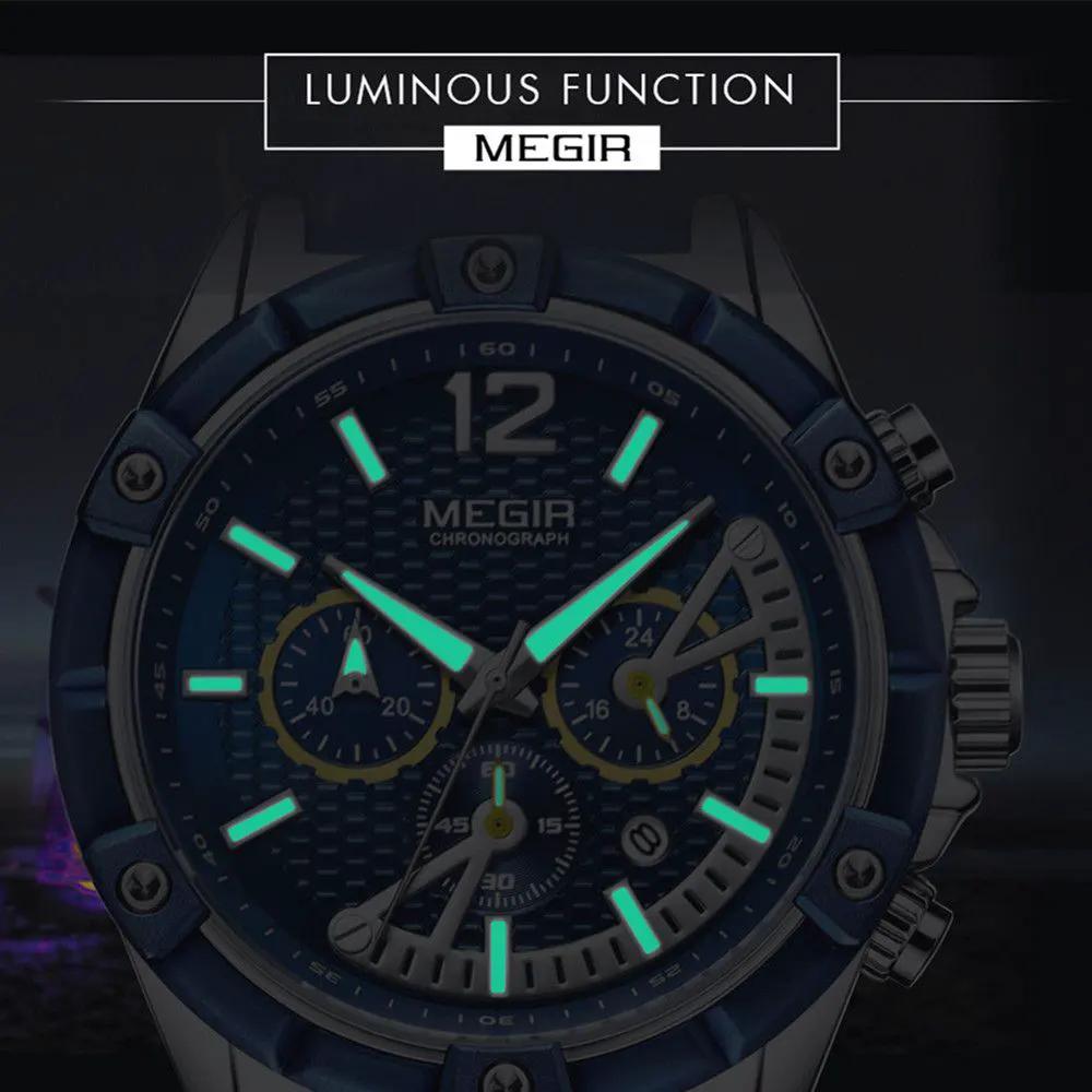 MEGIR Fashion Men Watches Silicone Strap Sport Military Watch Chronograph Waterproof Male Wristwatch Clock Montre Homme 2083 by MEGIR WATCH GROUP