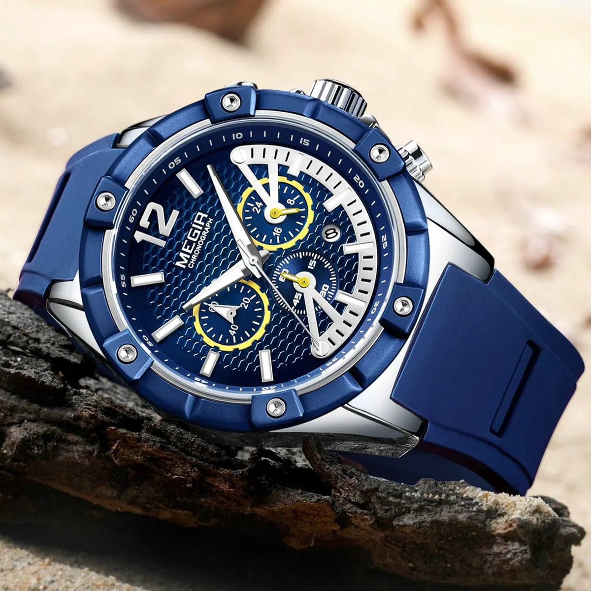 MEGIR Fashion Men Watches Silicone Strap Sport Military Watch Chronograph Waterproof Male Wristwatch Clock Montre Homme 2083 by MEGIR WATCH GROUP