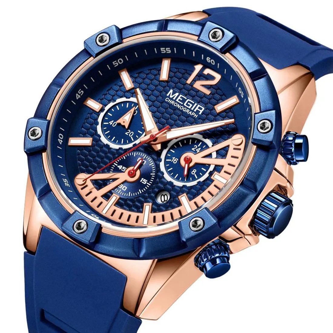 MEGIR Fashion Men Watches Silicone Strap Sport Military Watch Chronograph Waterproof Male Wristwatch Clock Montre Homme 2083 by MEGIR WATCH GROUP
