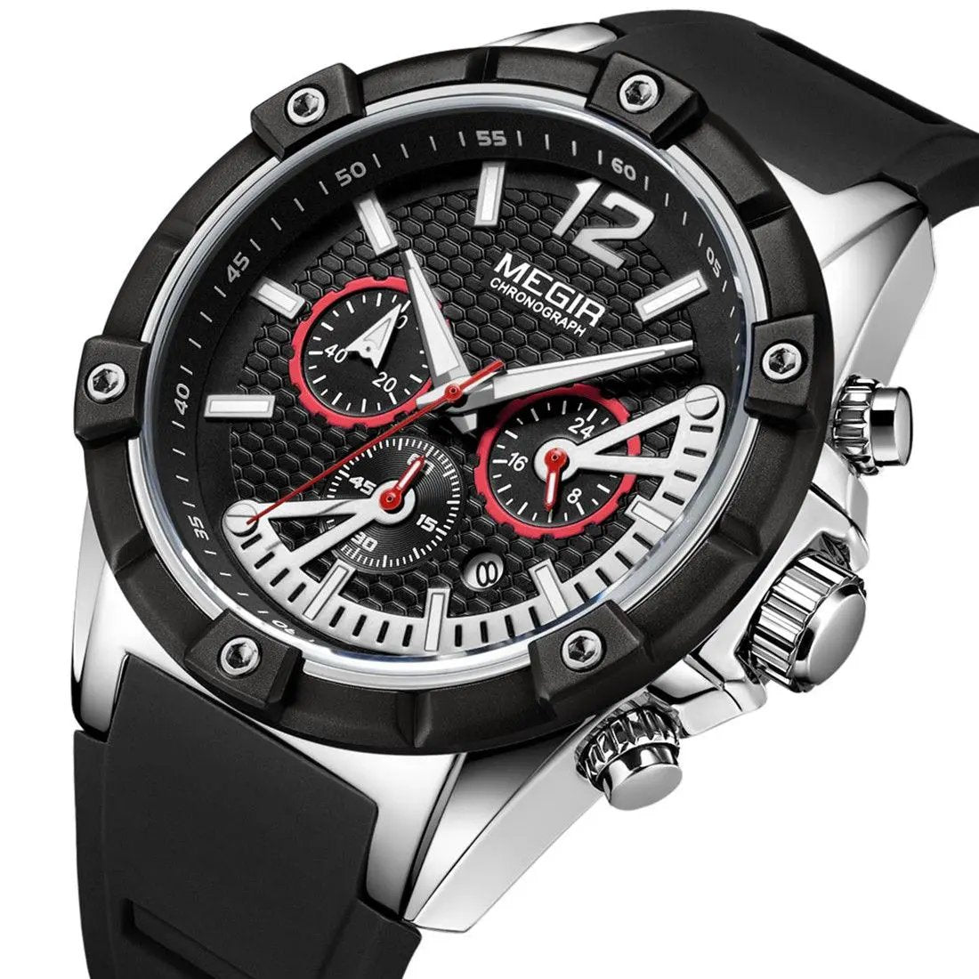 MEGIR Fashion Men Watches Silicone Strap Sport Military Watch Chronograph Waterproof Male Wristwatch Clock Montre Homme 2083 by MEGIR WATCH GROUP