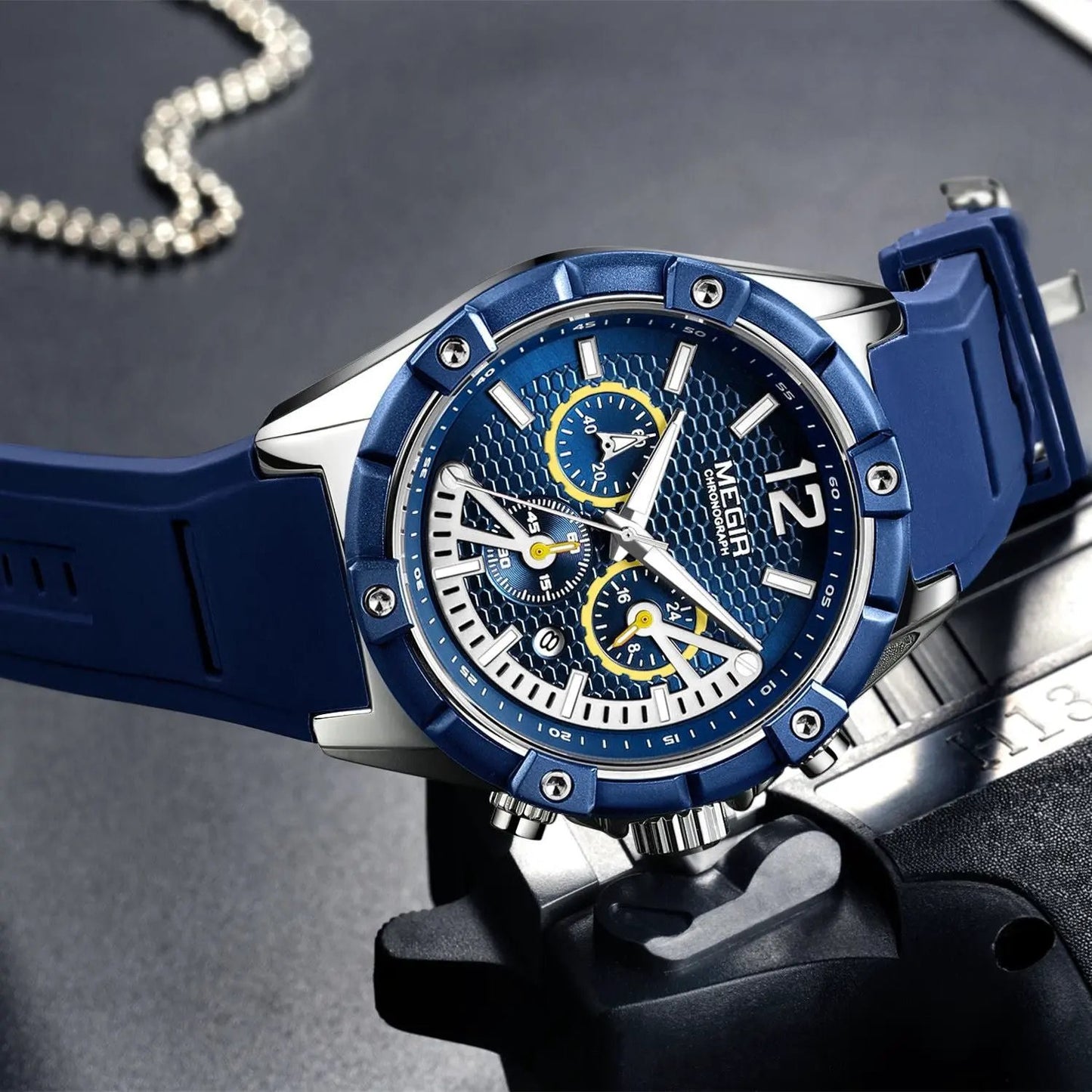 MEGIR Fashion Men Watches Silicone Strap Sport Military Watch Chronograph Waterproof Male Wristwatch Clock Montre Homme 2083 by MEGIR WATCH GROUP